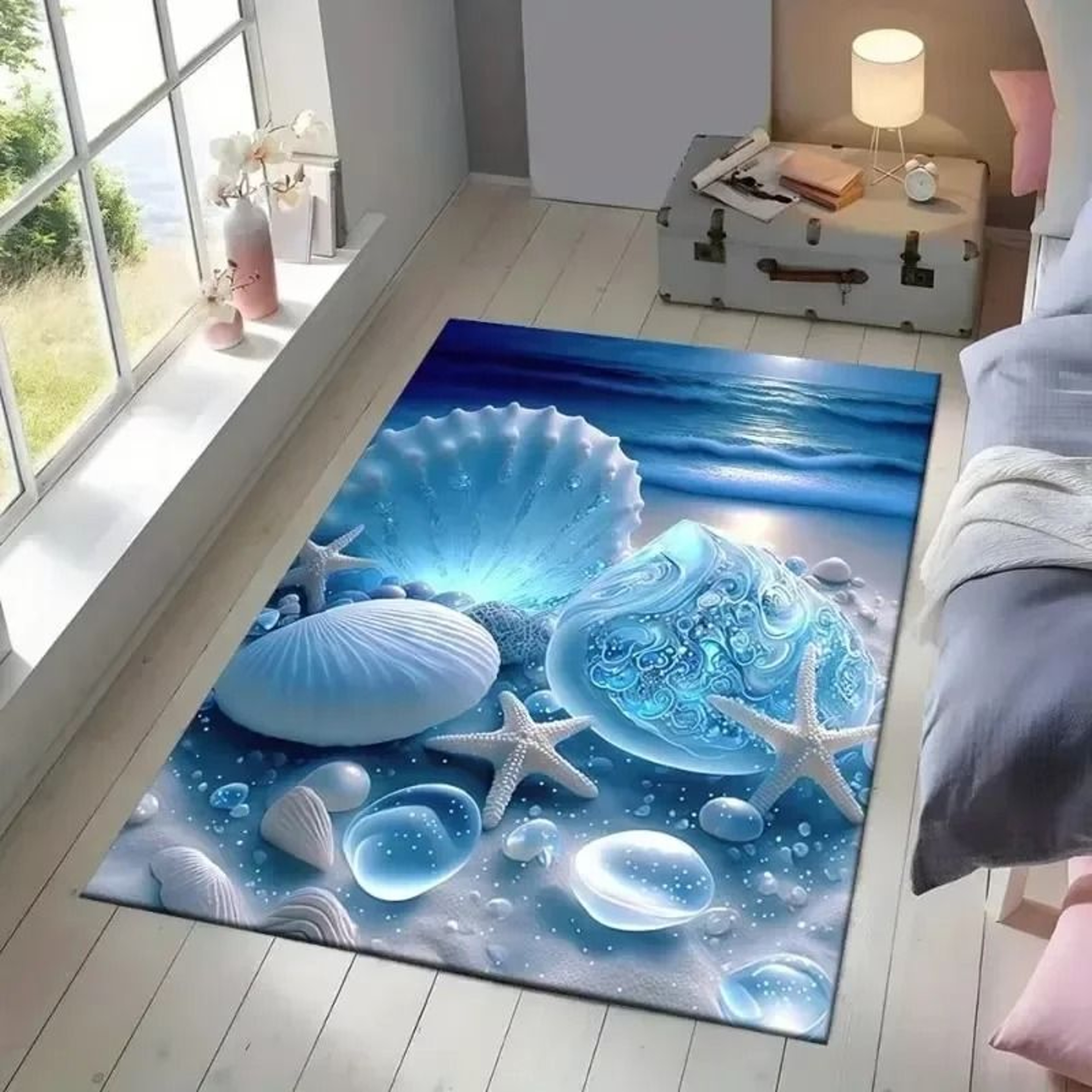 3D Ocean Desert Crack Rug Non Slip Washable Beach Style Carpet 3