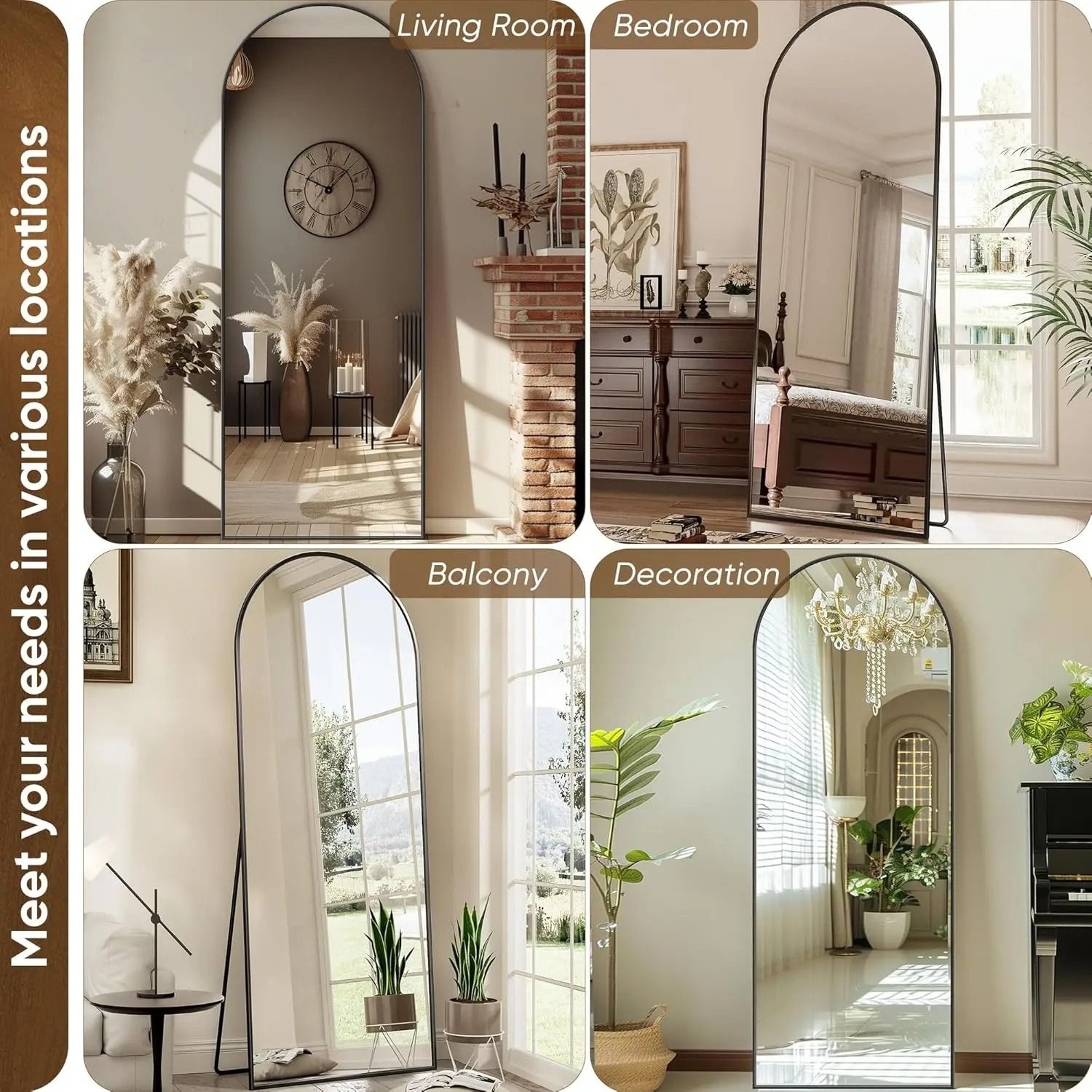 Oversized Full Length Floor Mirror With Stand Rectangular Body Mirror 2