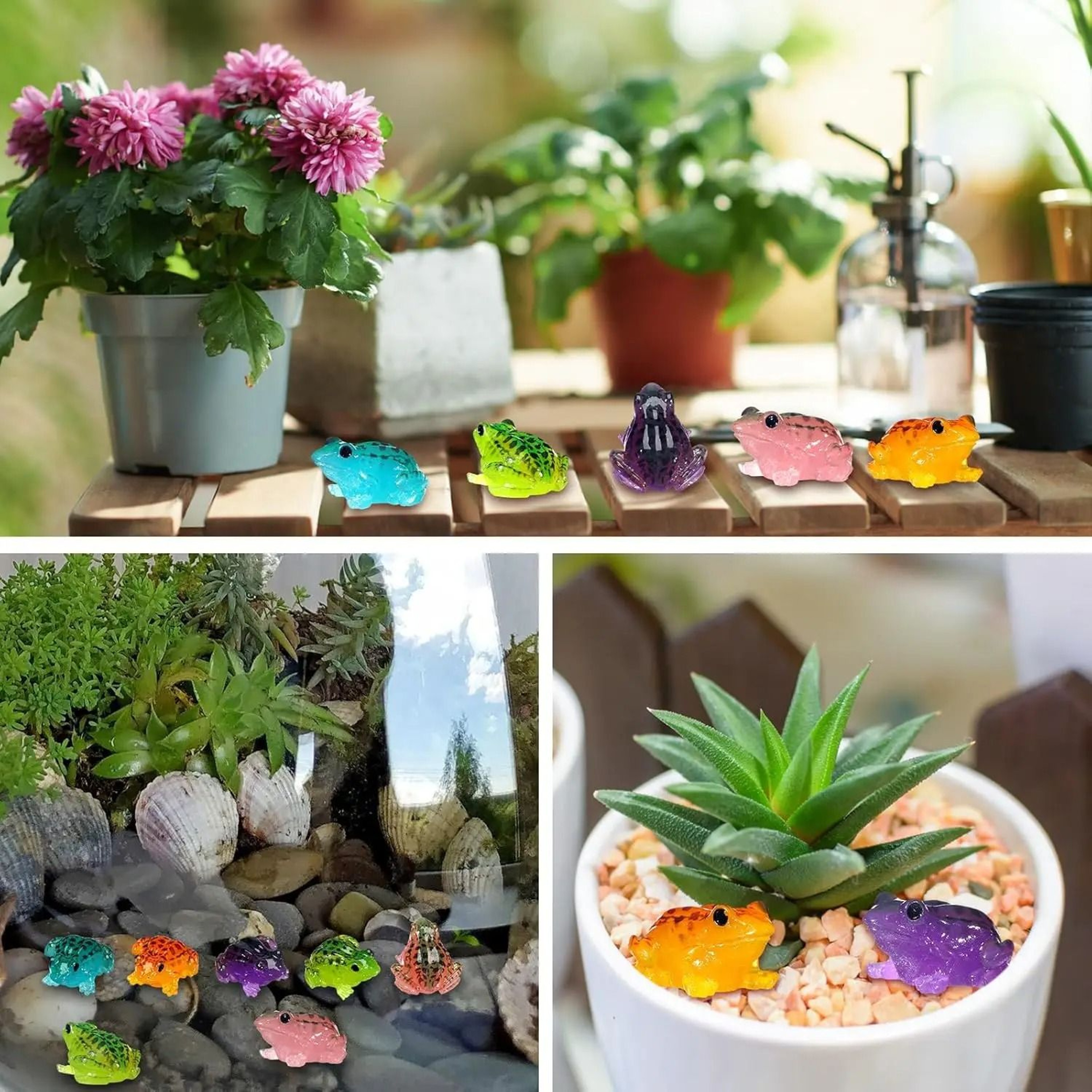 Mini Frog Figurines Luminous Resin Terrarium Garden Decor Set 5