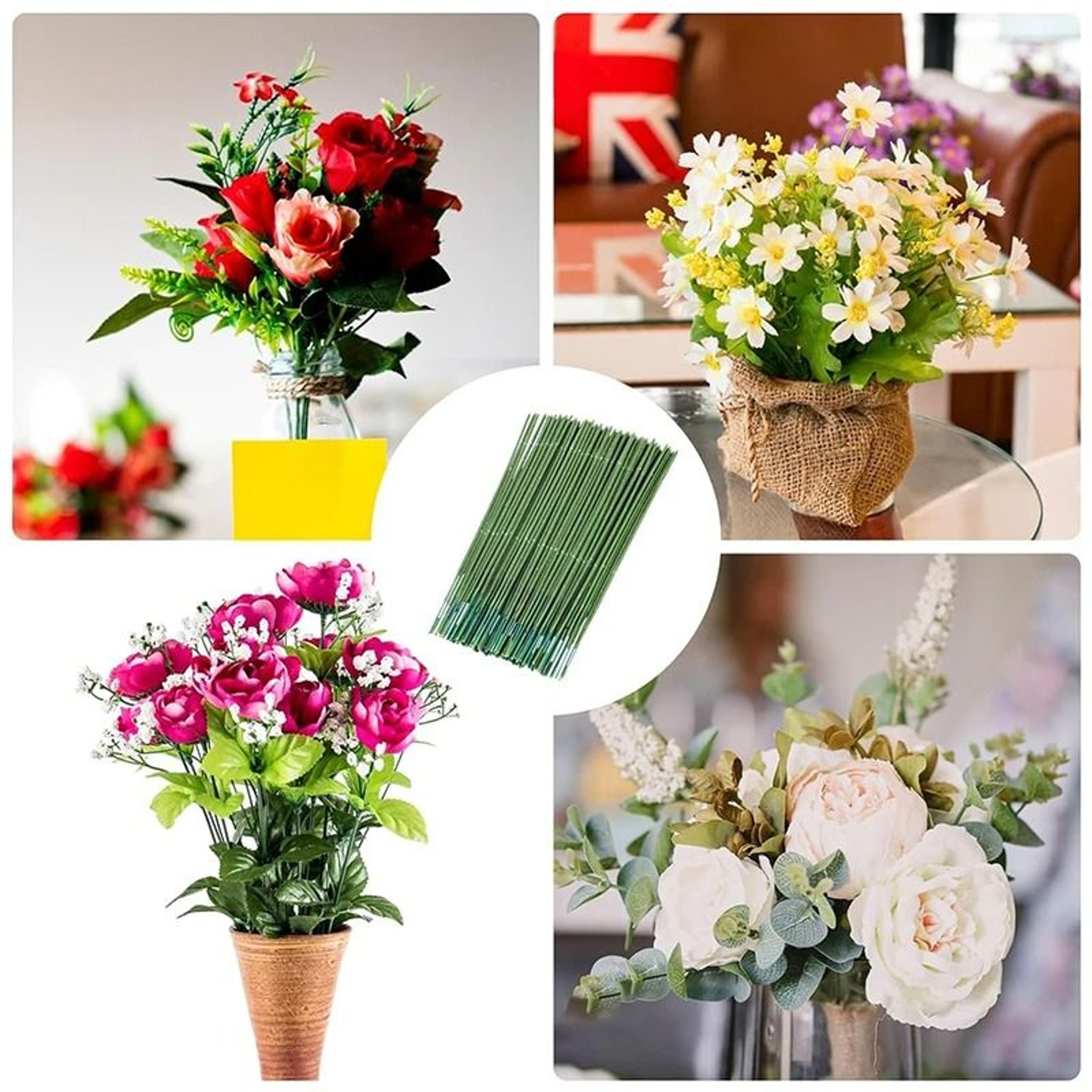 Artificial Flower Stems Plastic Flower Stem Rods For DIY Floral Crafts 8