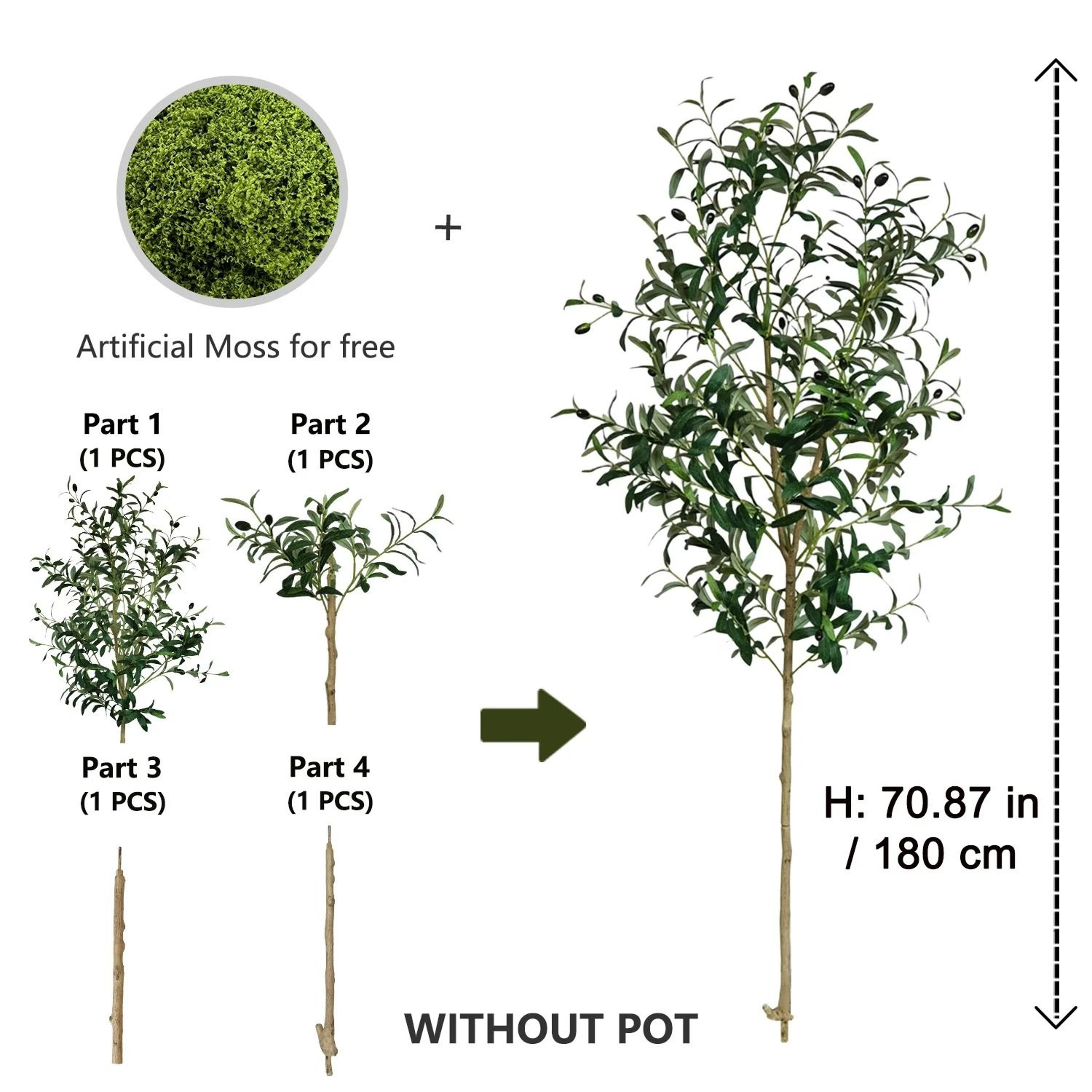 Tall Artificial Olive Tree Branch Realistic Indoor Modern Home Decor Plant 4
