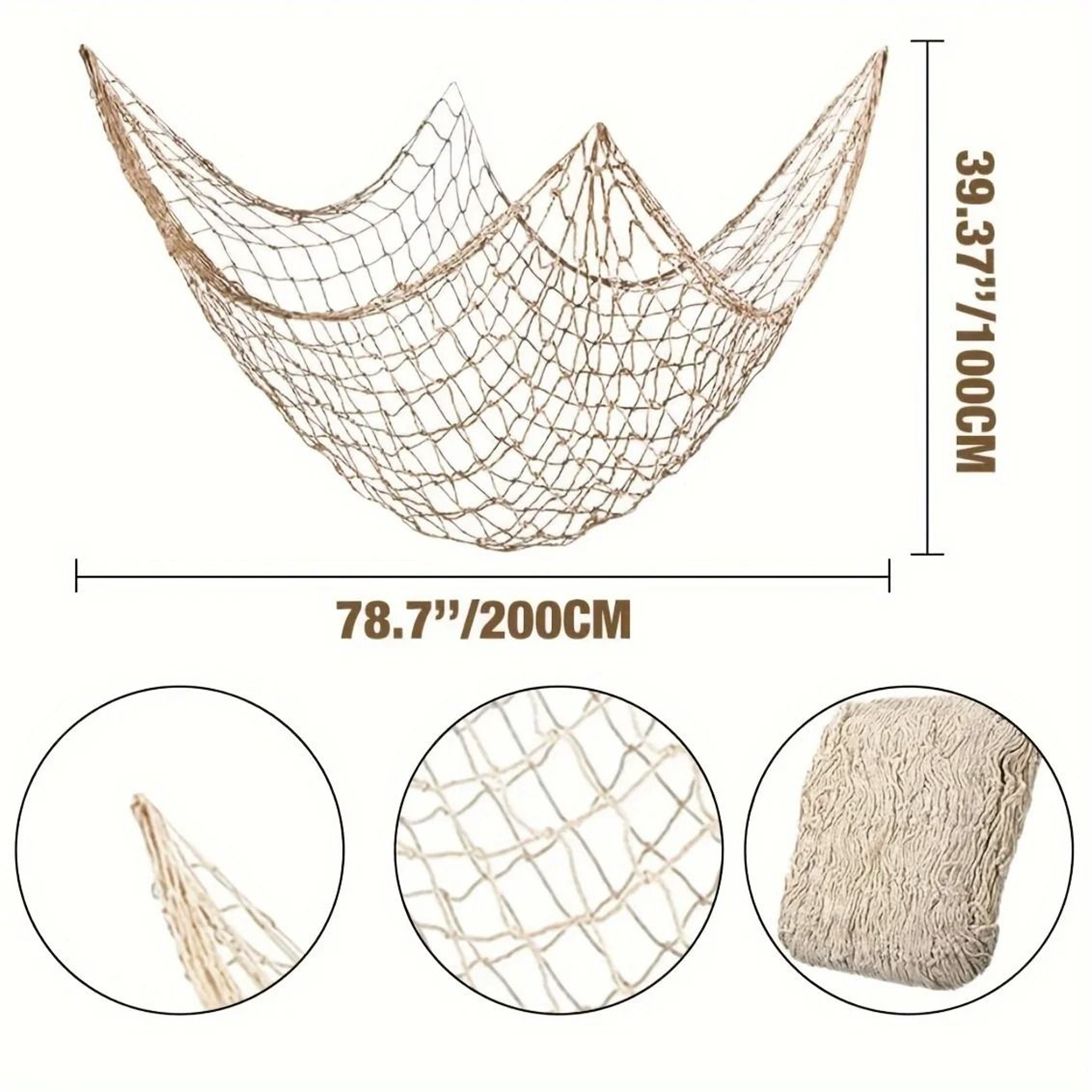 Nautical Fishing Net Wall Decor Beach Theme Hanging For Coastal Home Styling 2