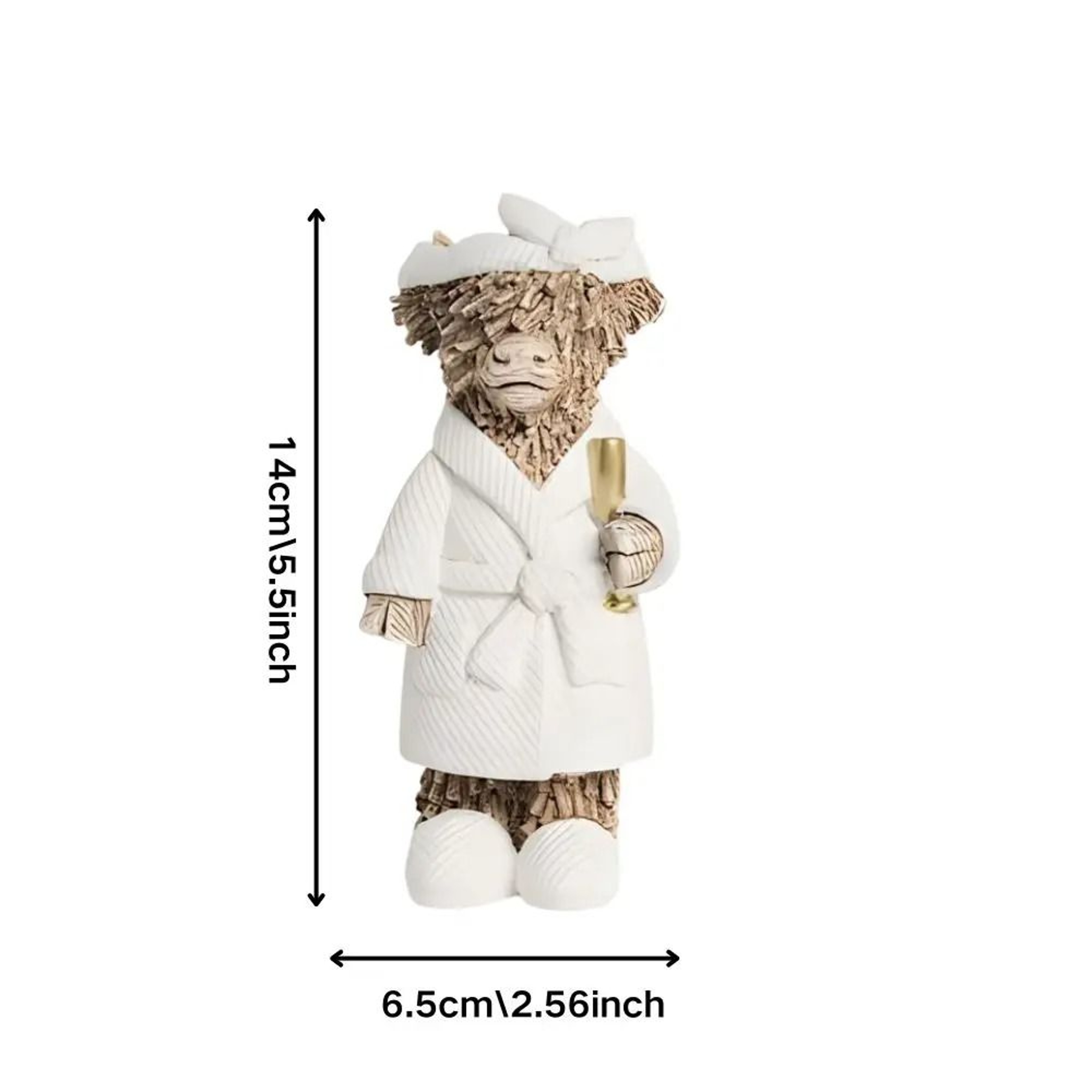 Highland Cow Statue Champagne Funny Farmhouse Table Decor Figurine 3