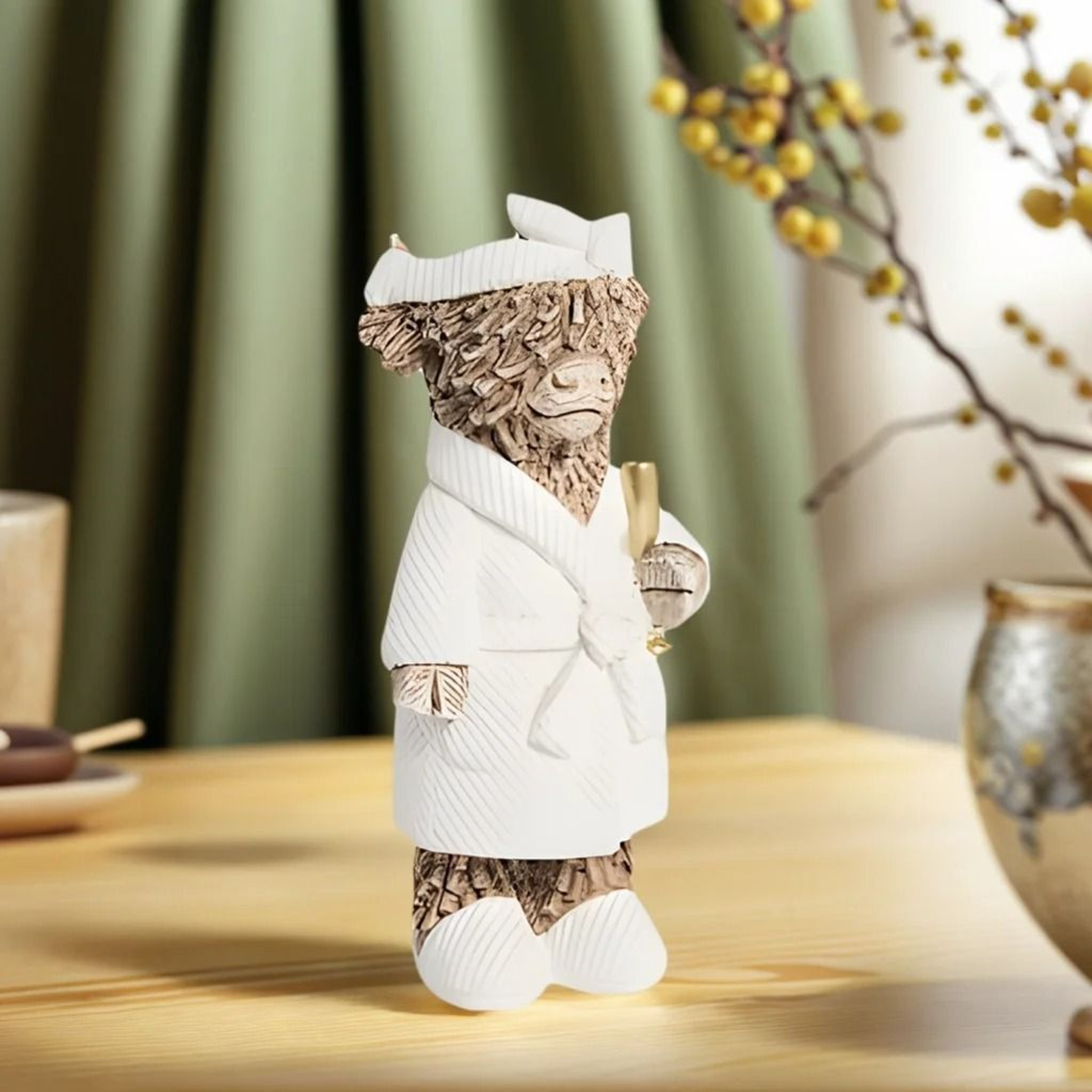 Highland Cow Statue Champagne Funny Farmhouse Table Decor Figurine 4