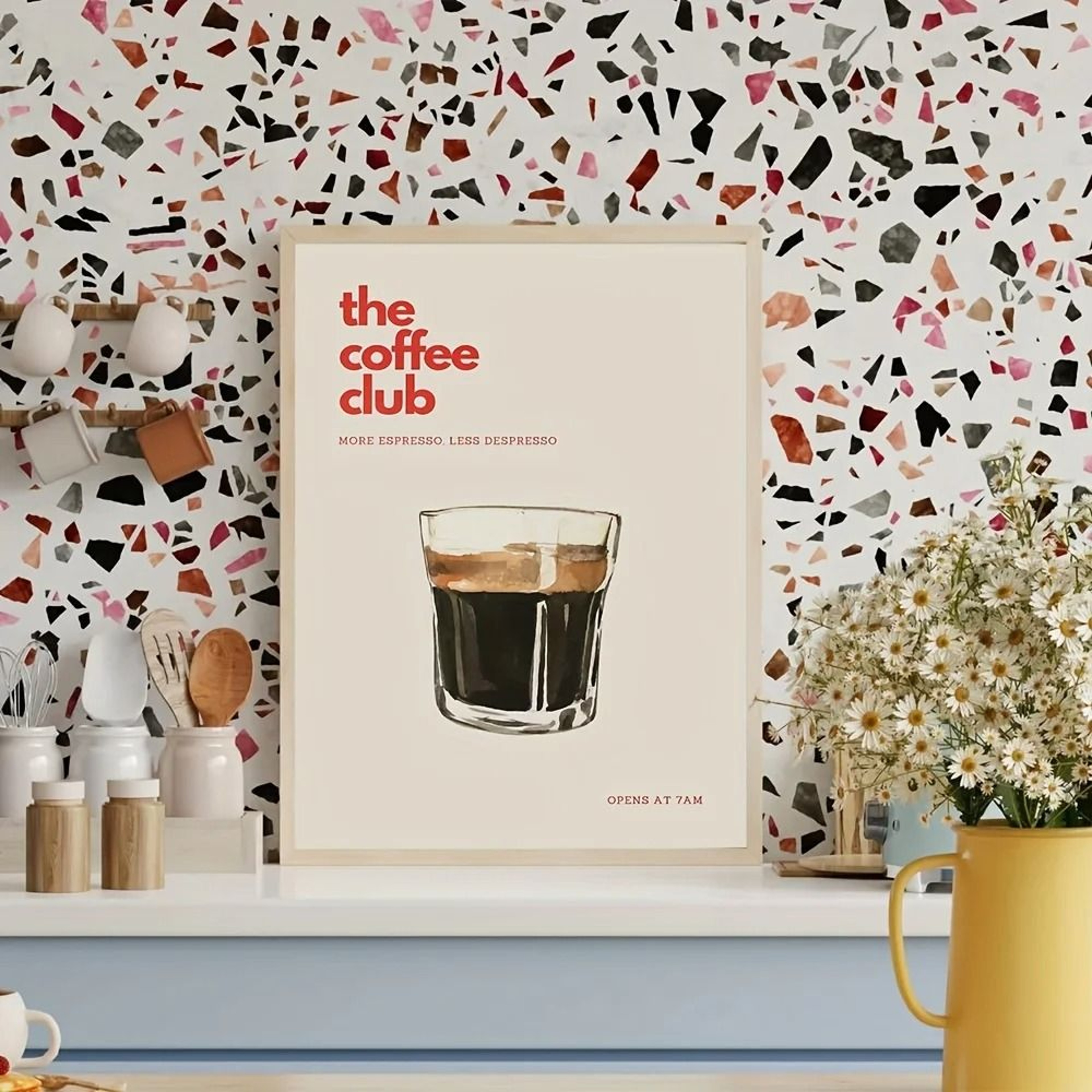 Retro Coffee Wall Art Canvas Chic Cafe Poster Kitchen Decor 0