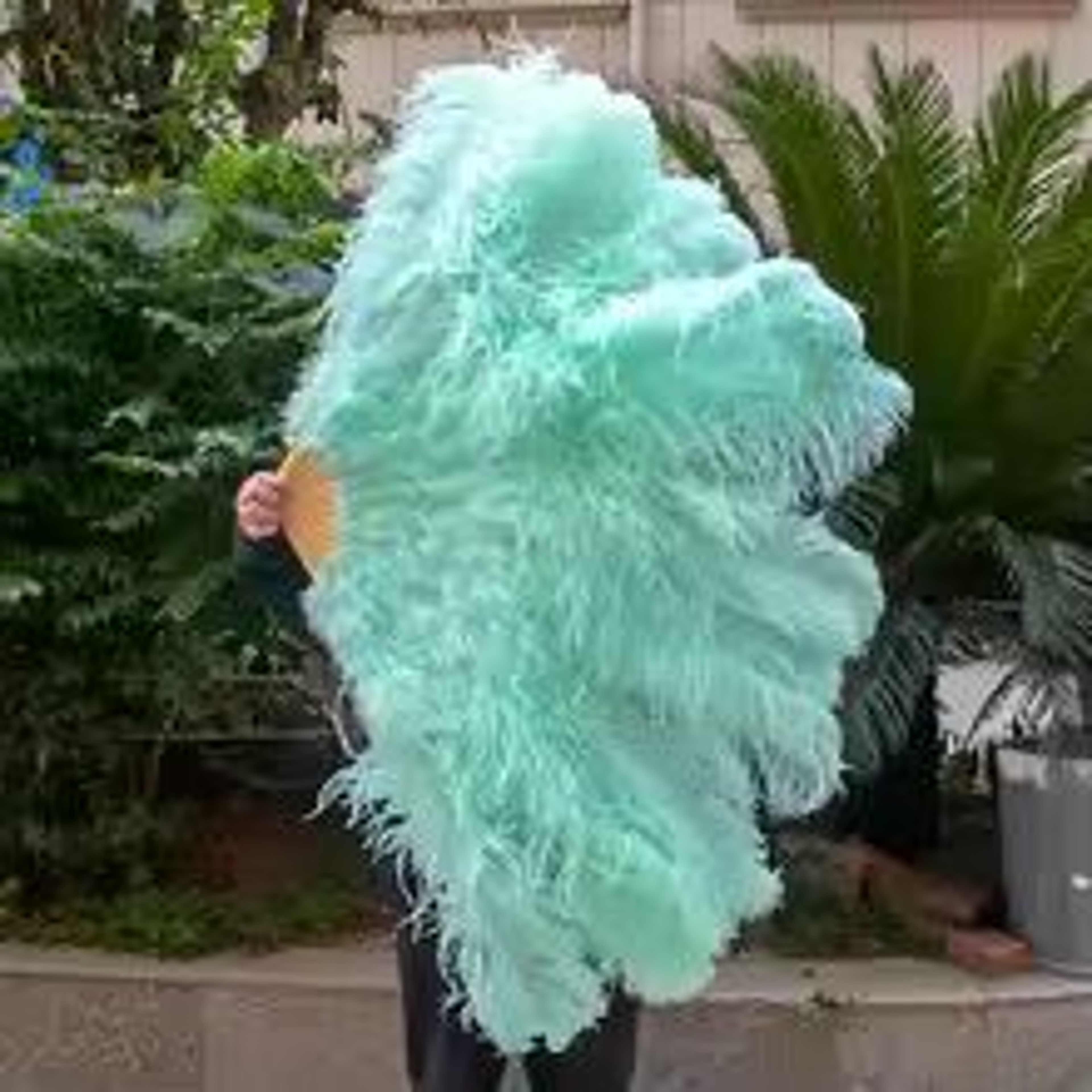 Large Ostrich Feather Fan Folding Dance Performance Stage Prop 13