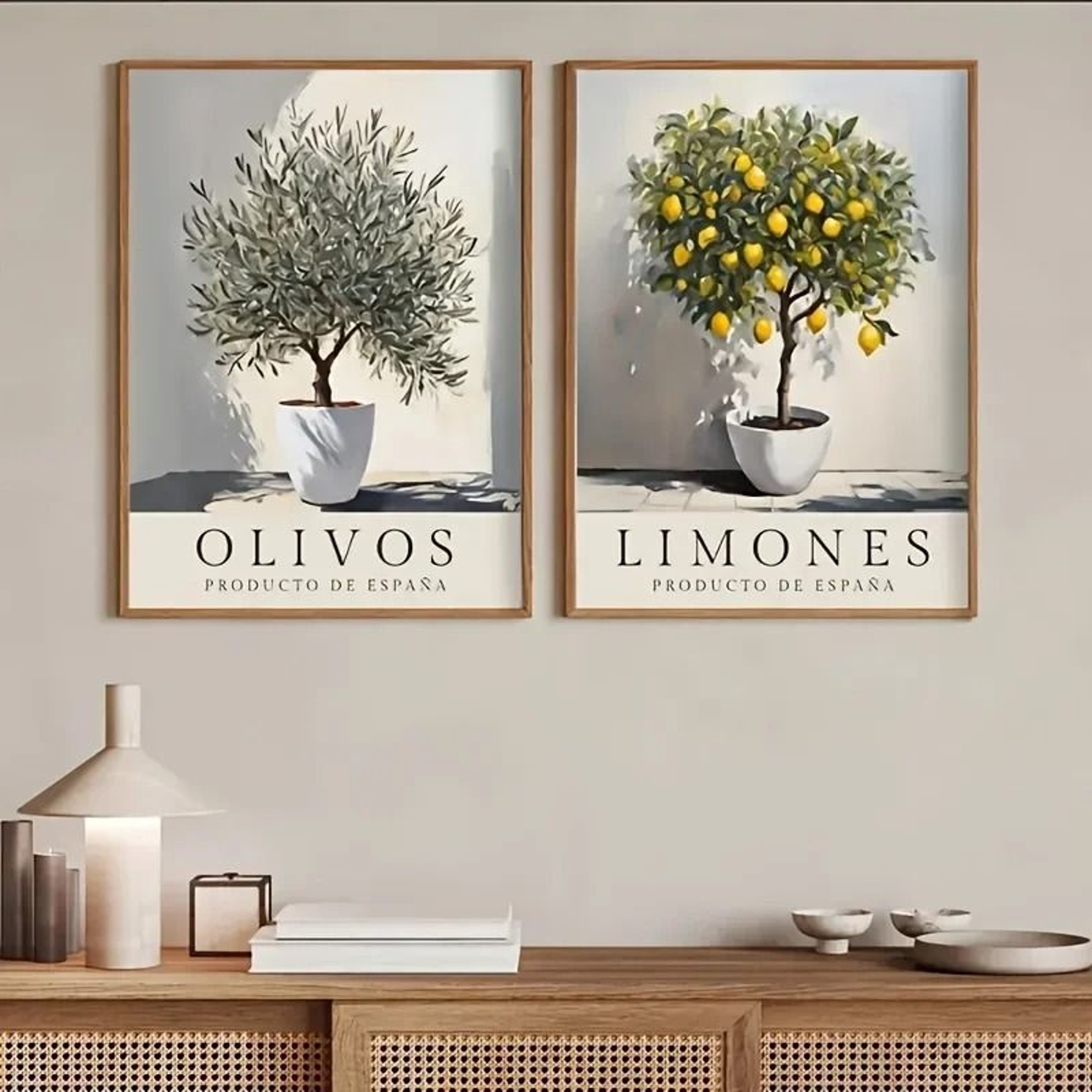 Vintage Olive Tree And Lemon Canvas Poster Botanical Wall Art Print 18