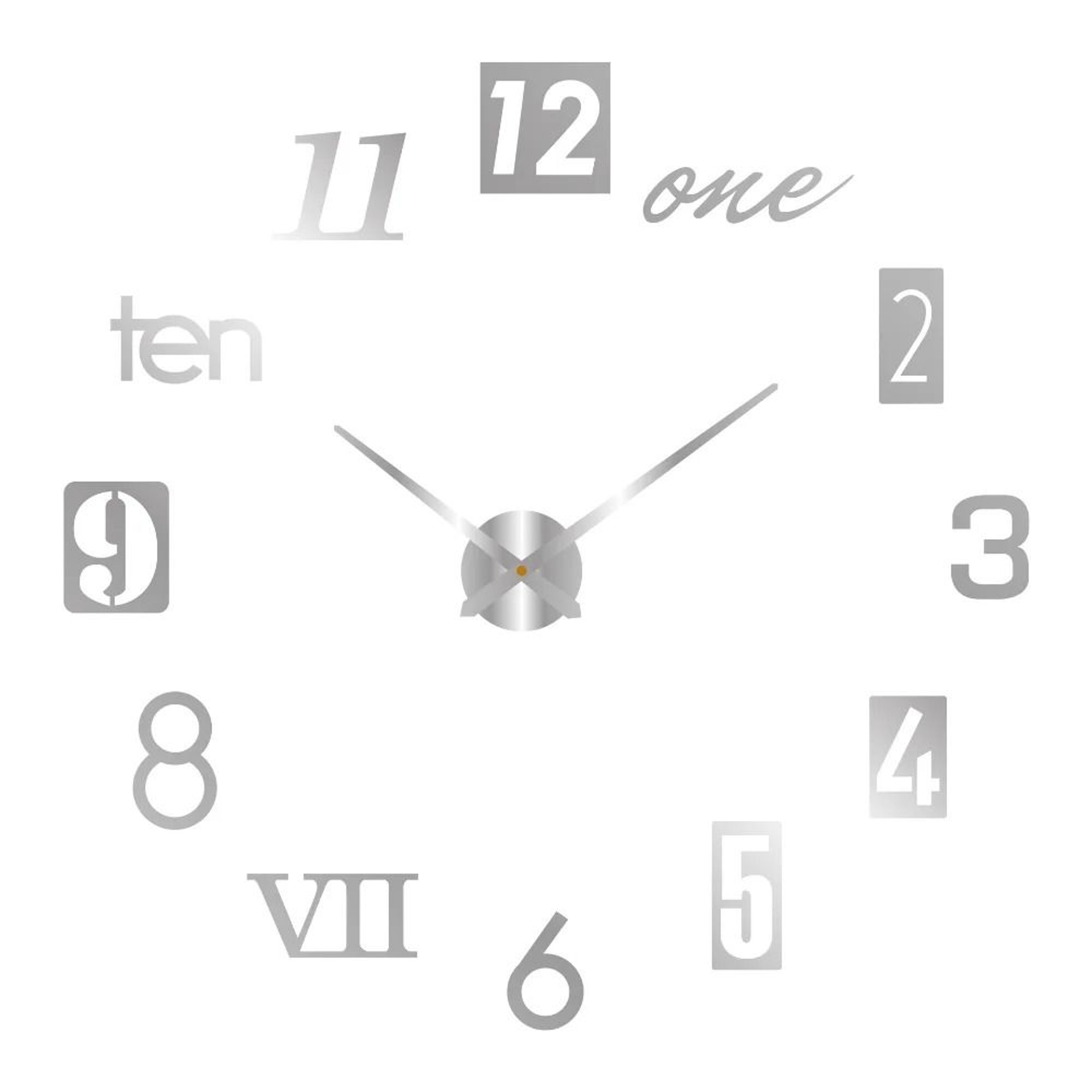 Large DIY 3D Wall Clock Modern Acrylic Mirror Decor Clock 12