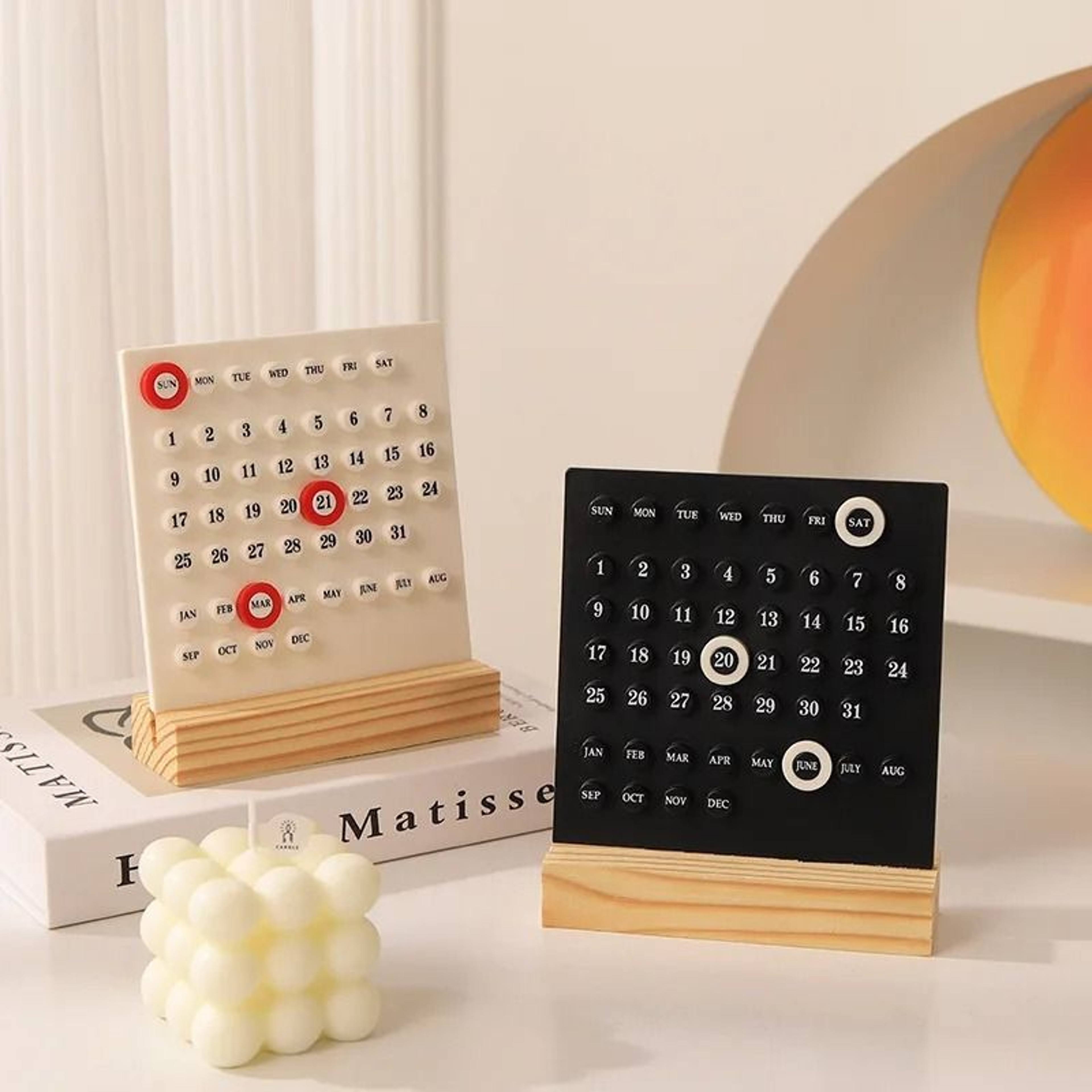Modern Perpetual Desk Calendar Minimalist Office Desktop Organizer 0