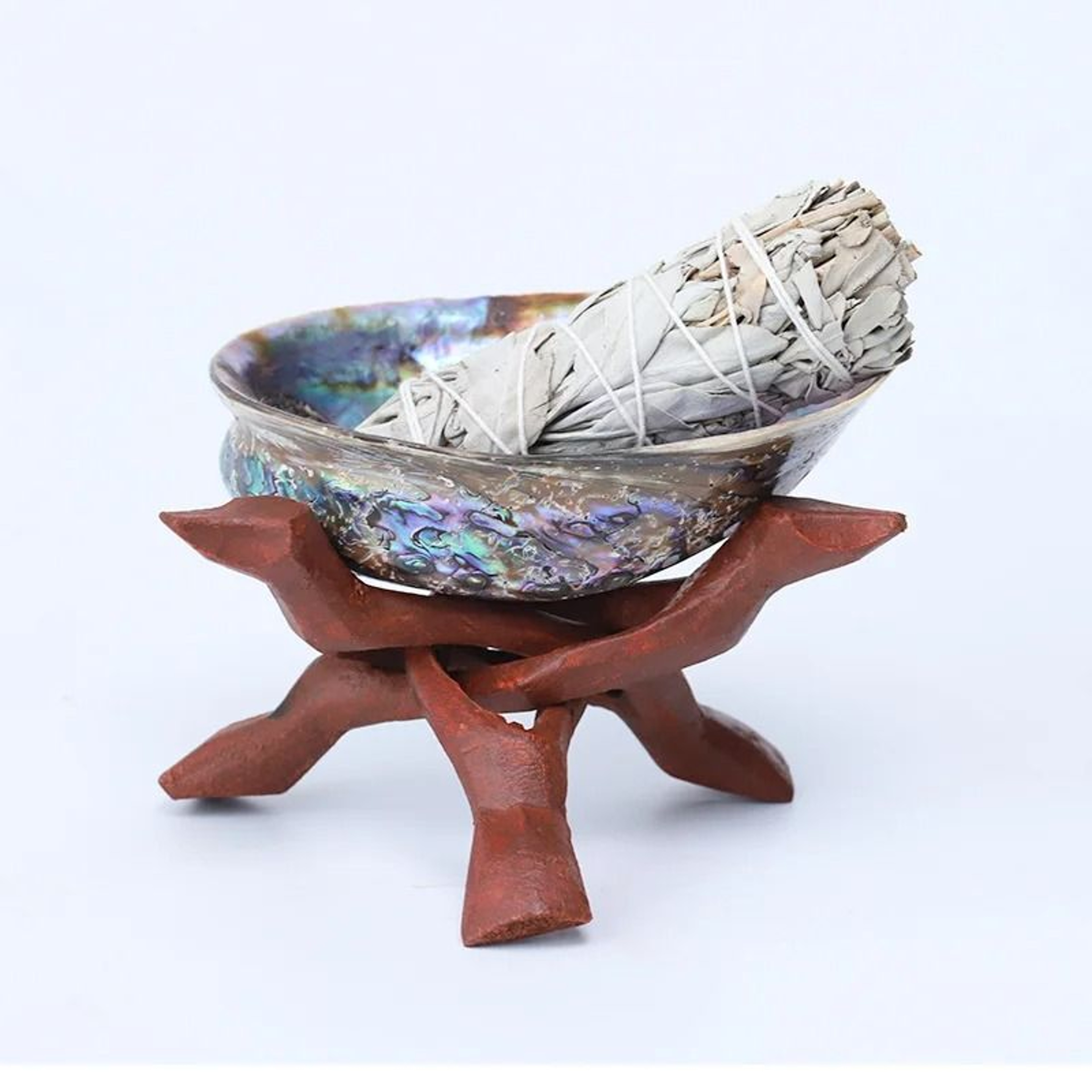 Abalone Shell Smudge Kit Paua Shell Sage Smudging Bowl With Stand 9
