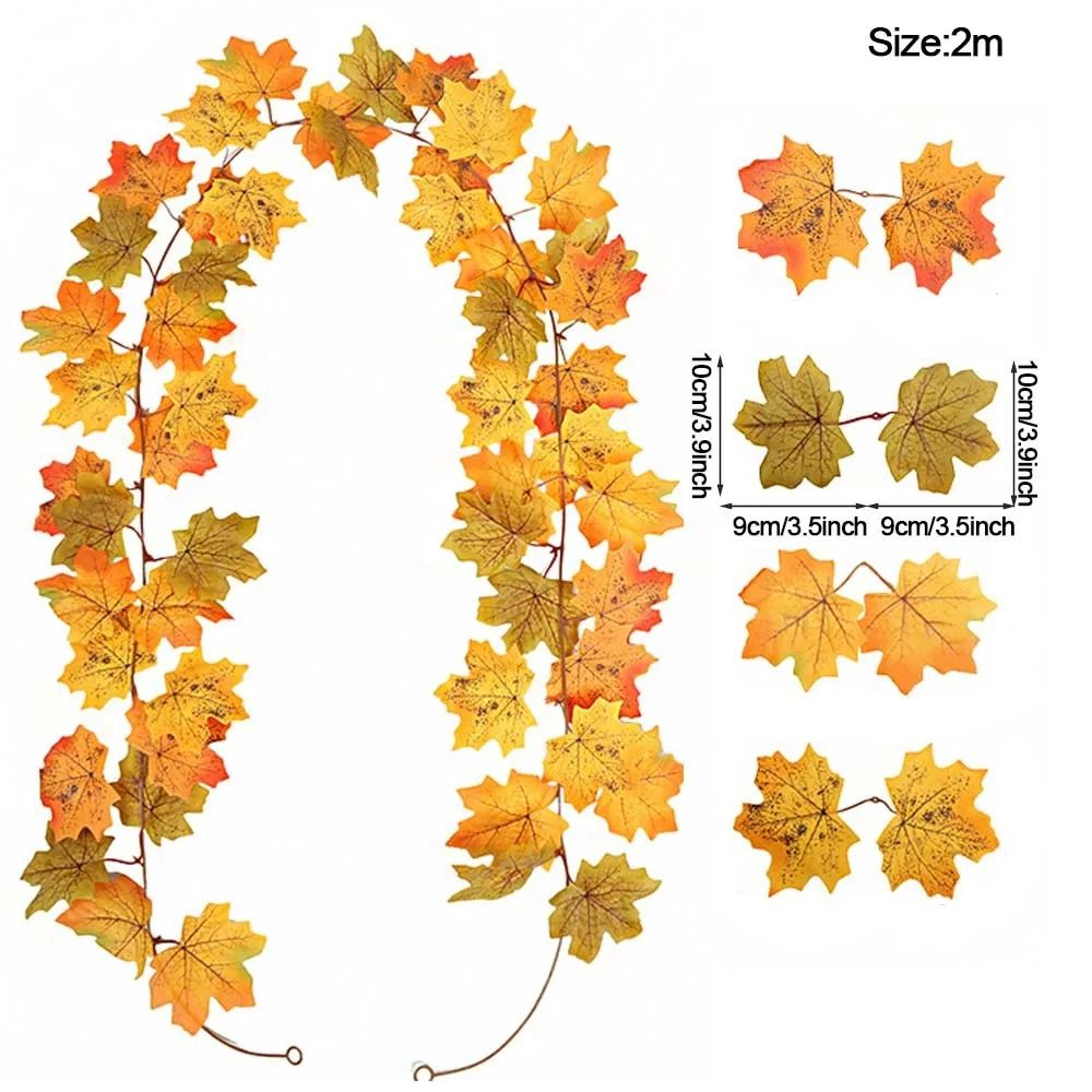 Artificial Maple Leaf Garland Autumn Fall Decor Hanging Vine For Home And Events 7