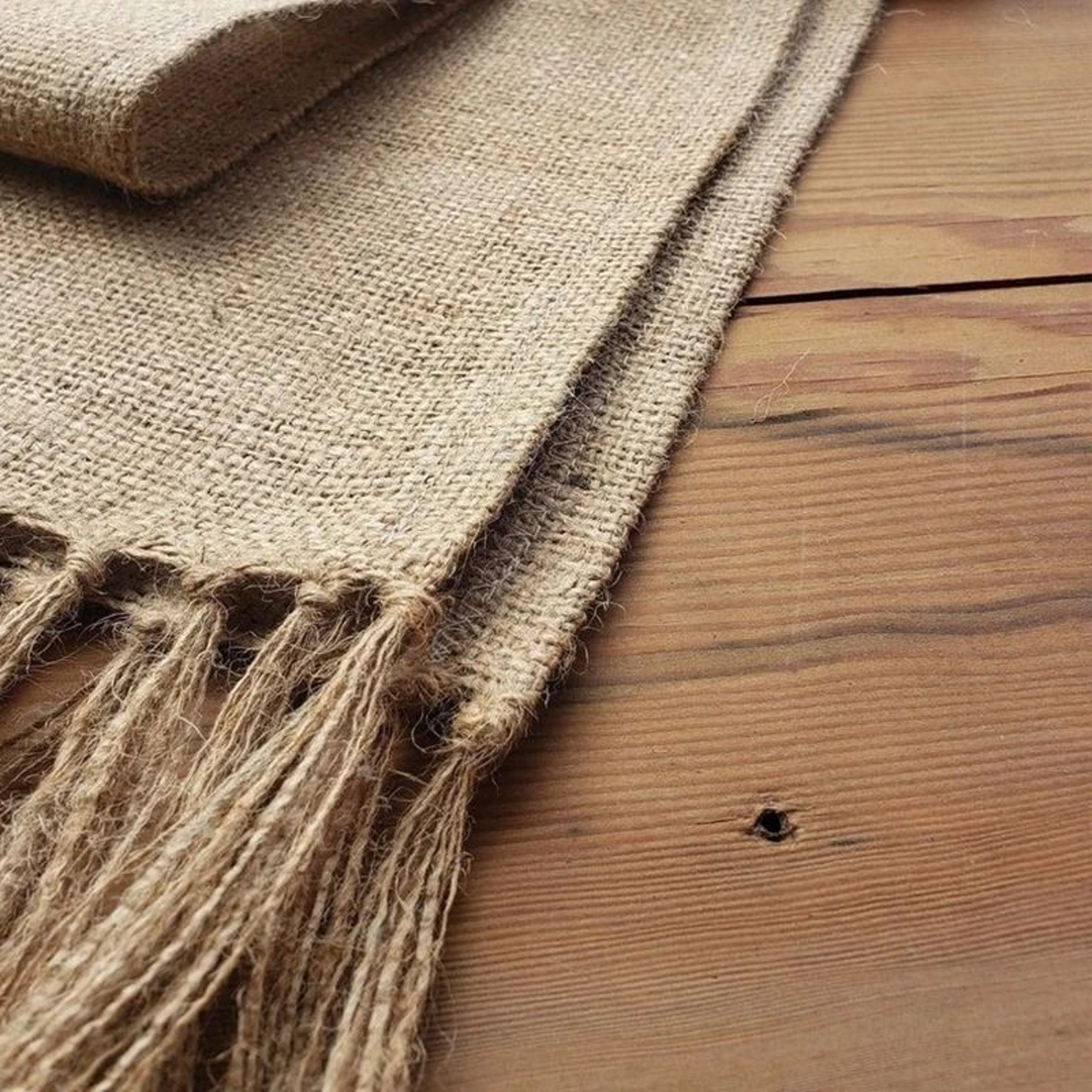 Natural Jute Table Runner With Tassels Rustic Farmhouse Table Decor 5