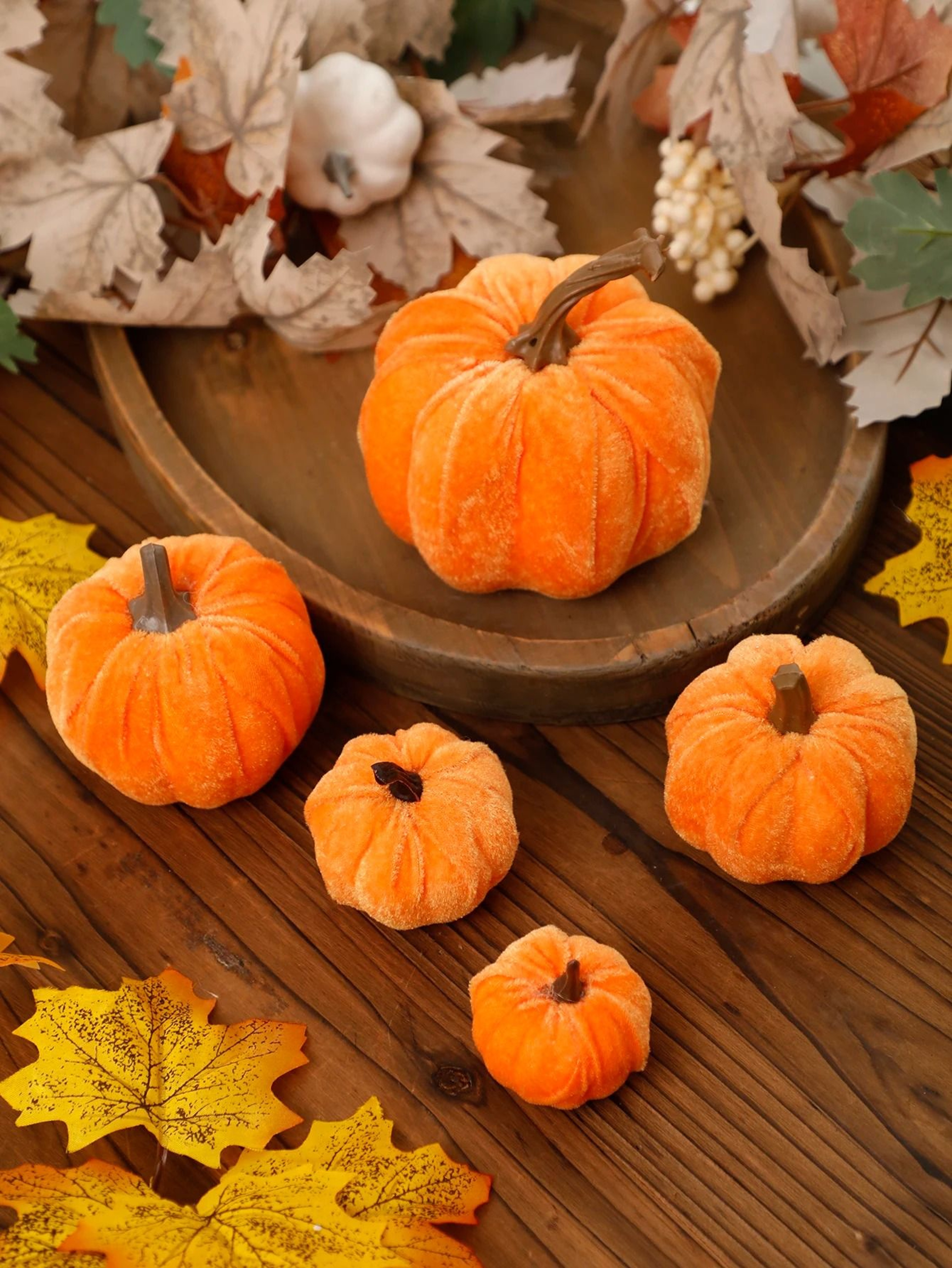 Velvet Artificial Pumpkin Decor Elegant Fall Home Decoration Accent 8