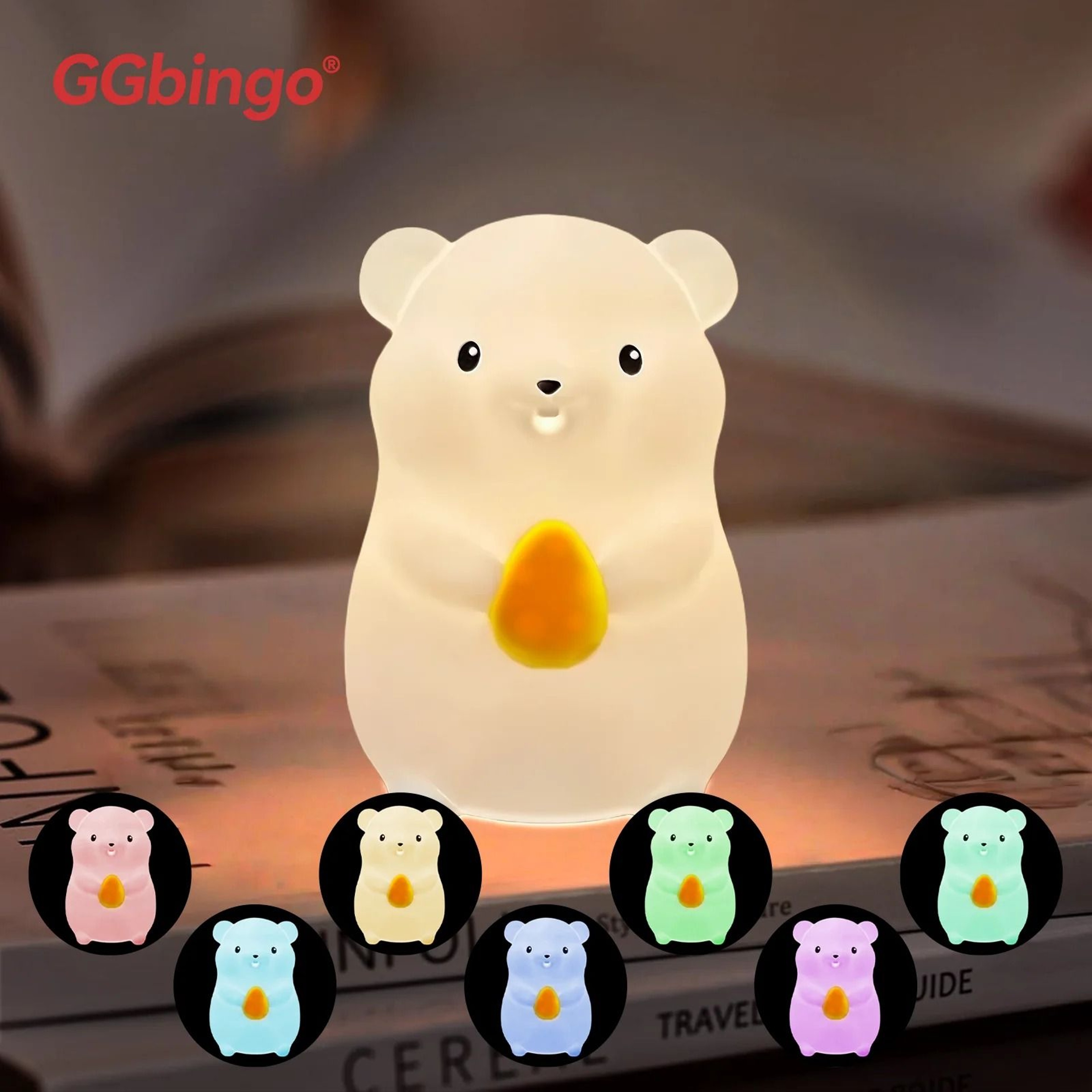 Cute Pear Silicone Night Light Touch Control Rechargeable Kids Bedside Lamp 5