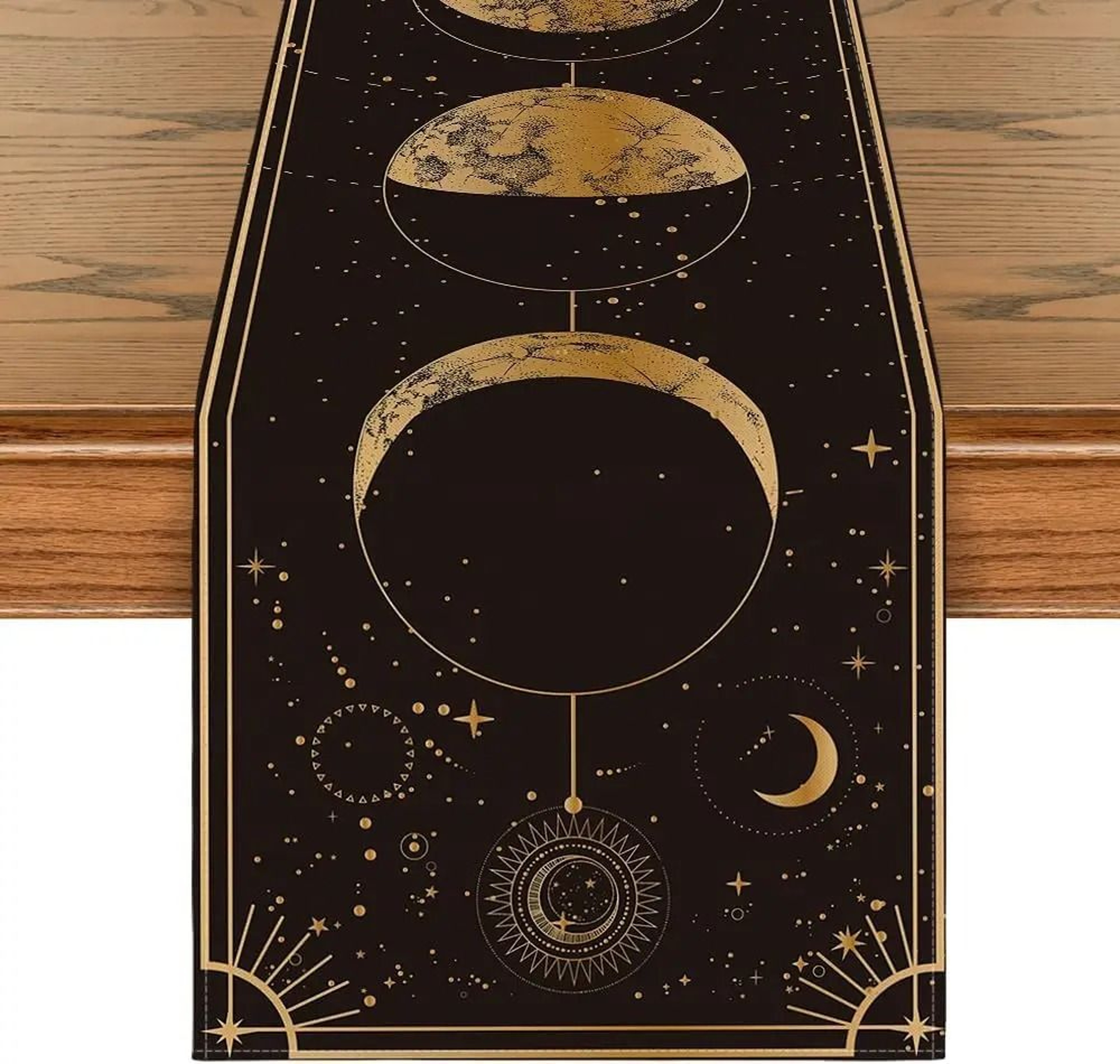 Astrology Moon Phase Linen Table Runner Mystical Gothic Dining Table Decor 3