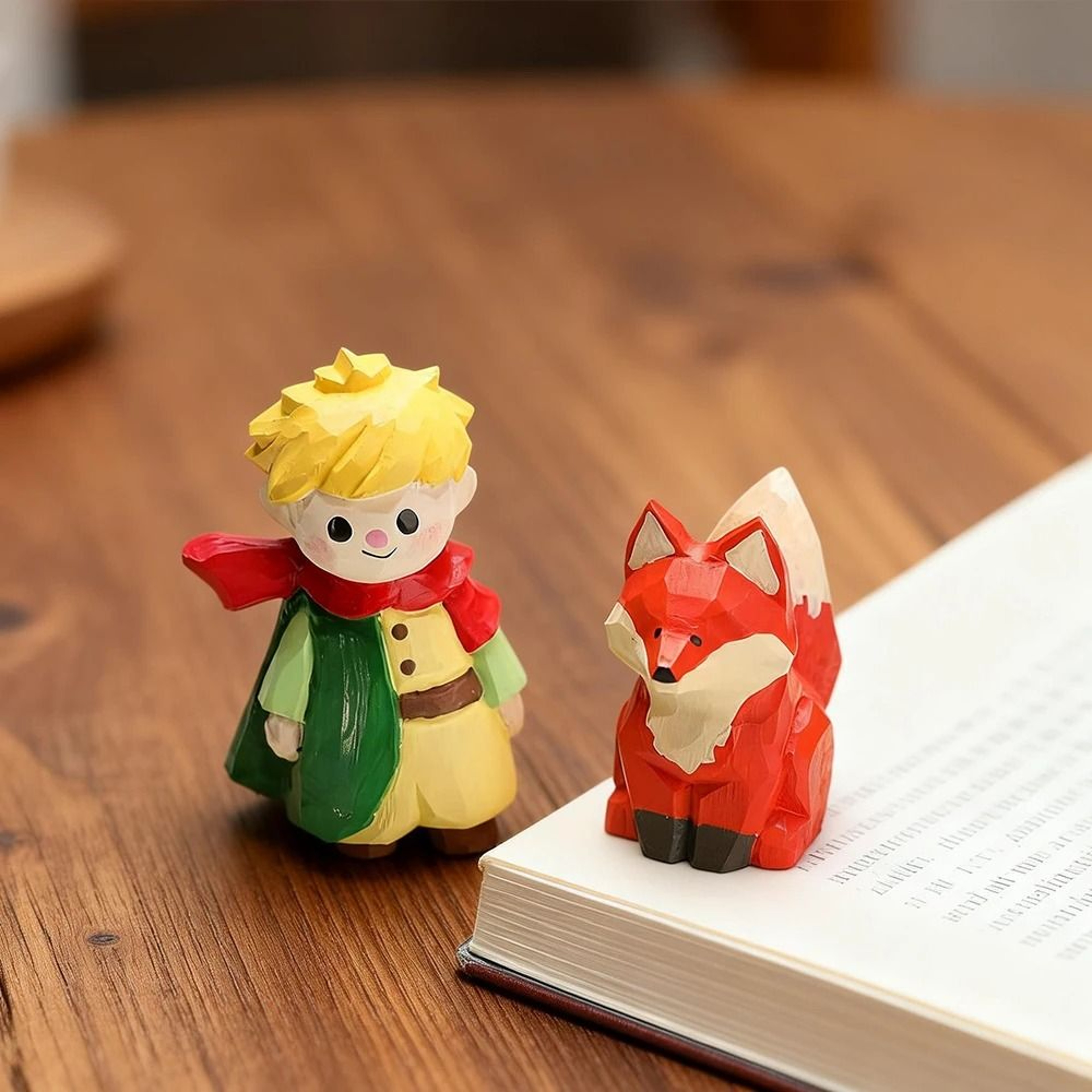 Handmade Wooden Fox Sculpture Vintage Animal Figurine Desk Decor 5
