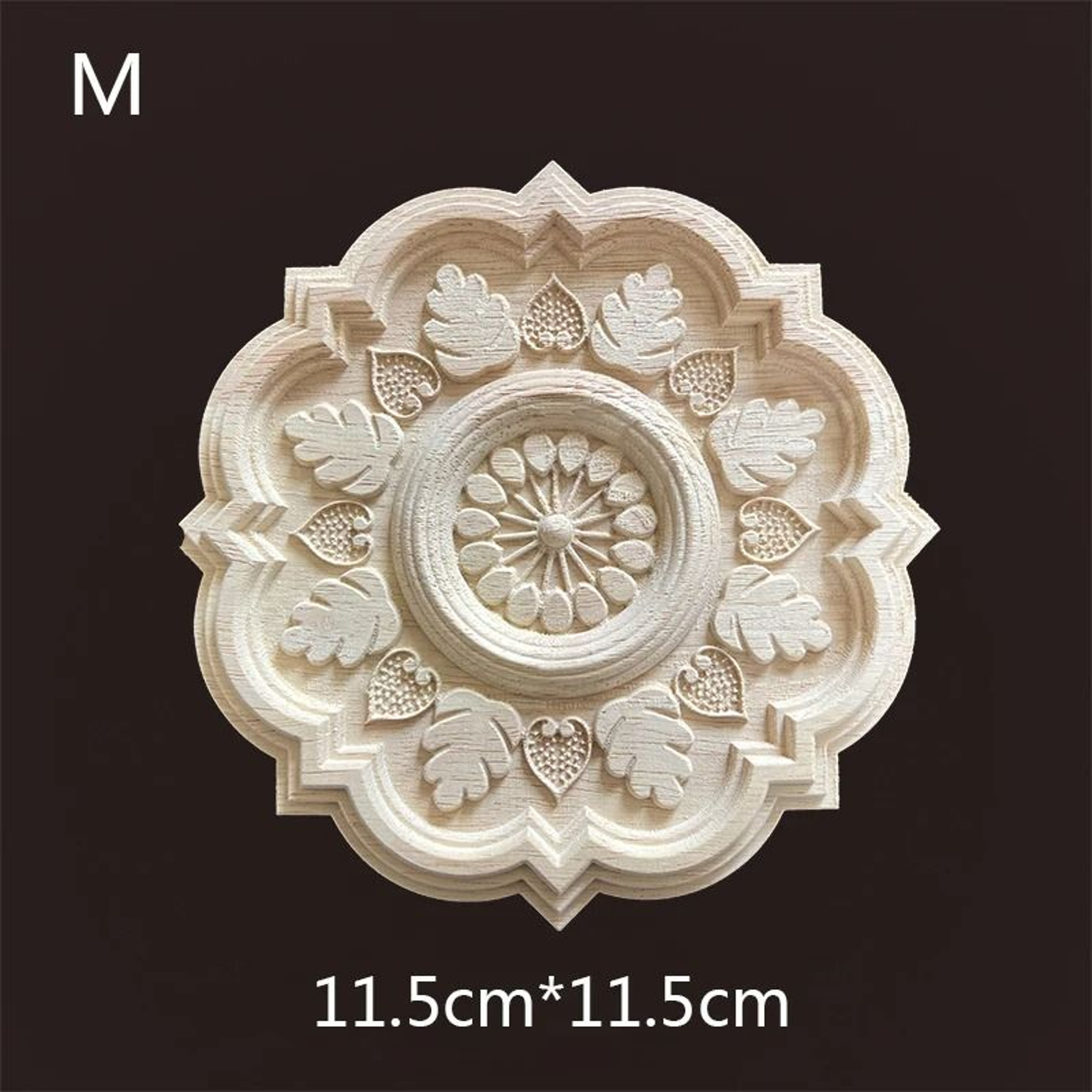 Floral Wood Carved Applique Furniture Onlay Decorative Trim 24