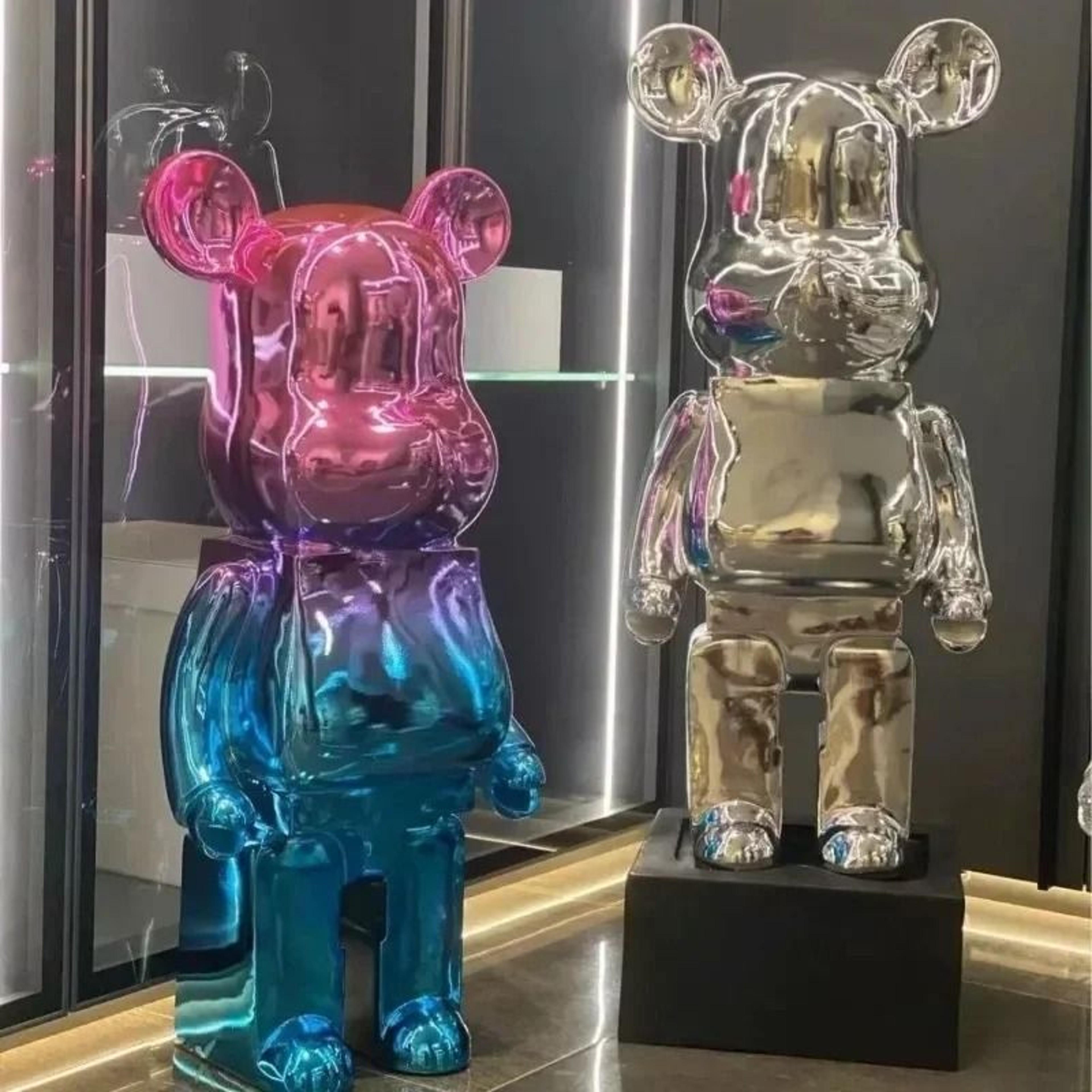 Luxury Gradient Bear Statue Modern Mirror Finish Home Decor Sculpture 10