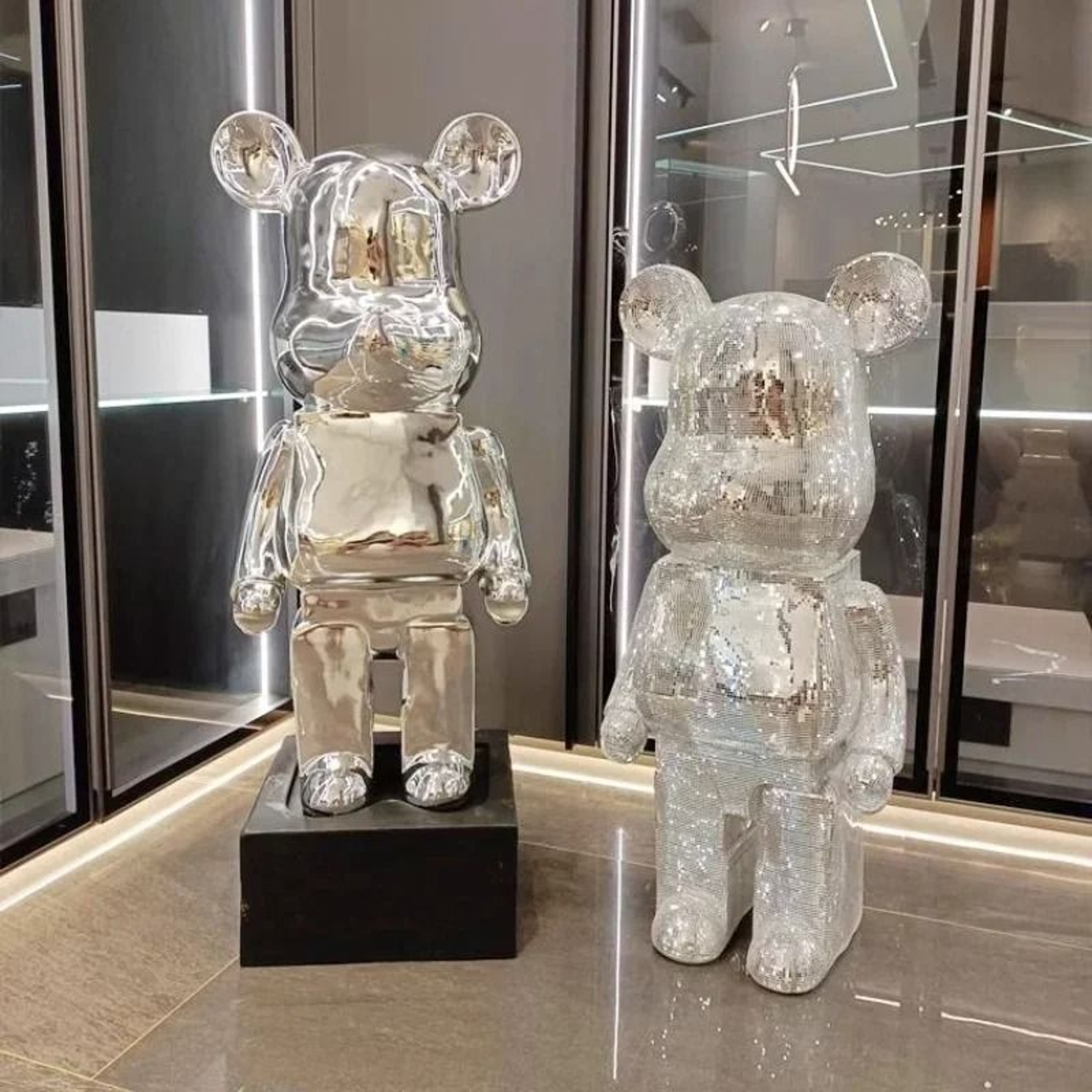Luxury Gradient Bear Statue Modern Mirror Finish Home Decor Sculpture 11