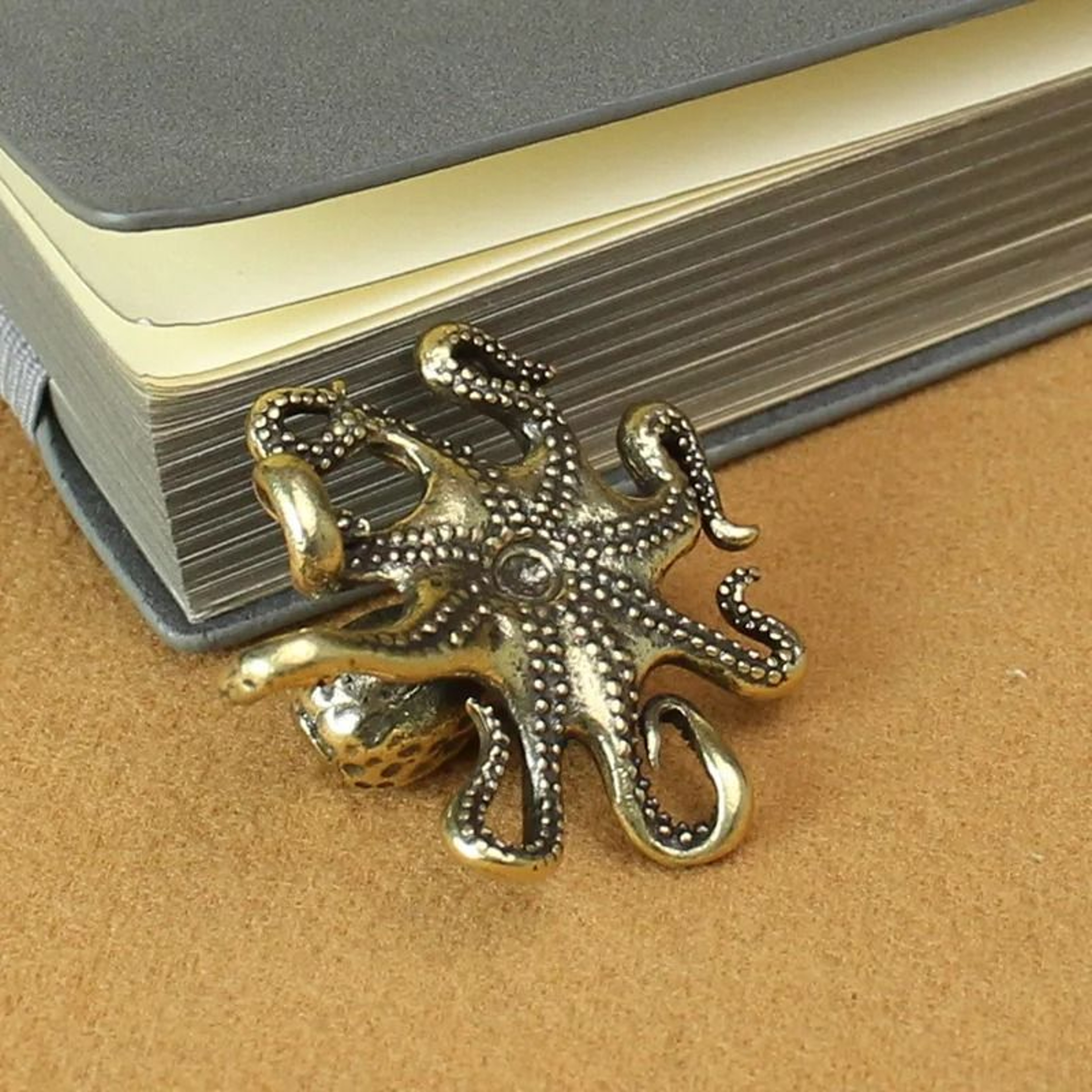 Brass Octopus Figurine Mini Sea Animal Desk Decor Tea Pet Ornament 4