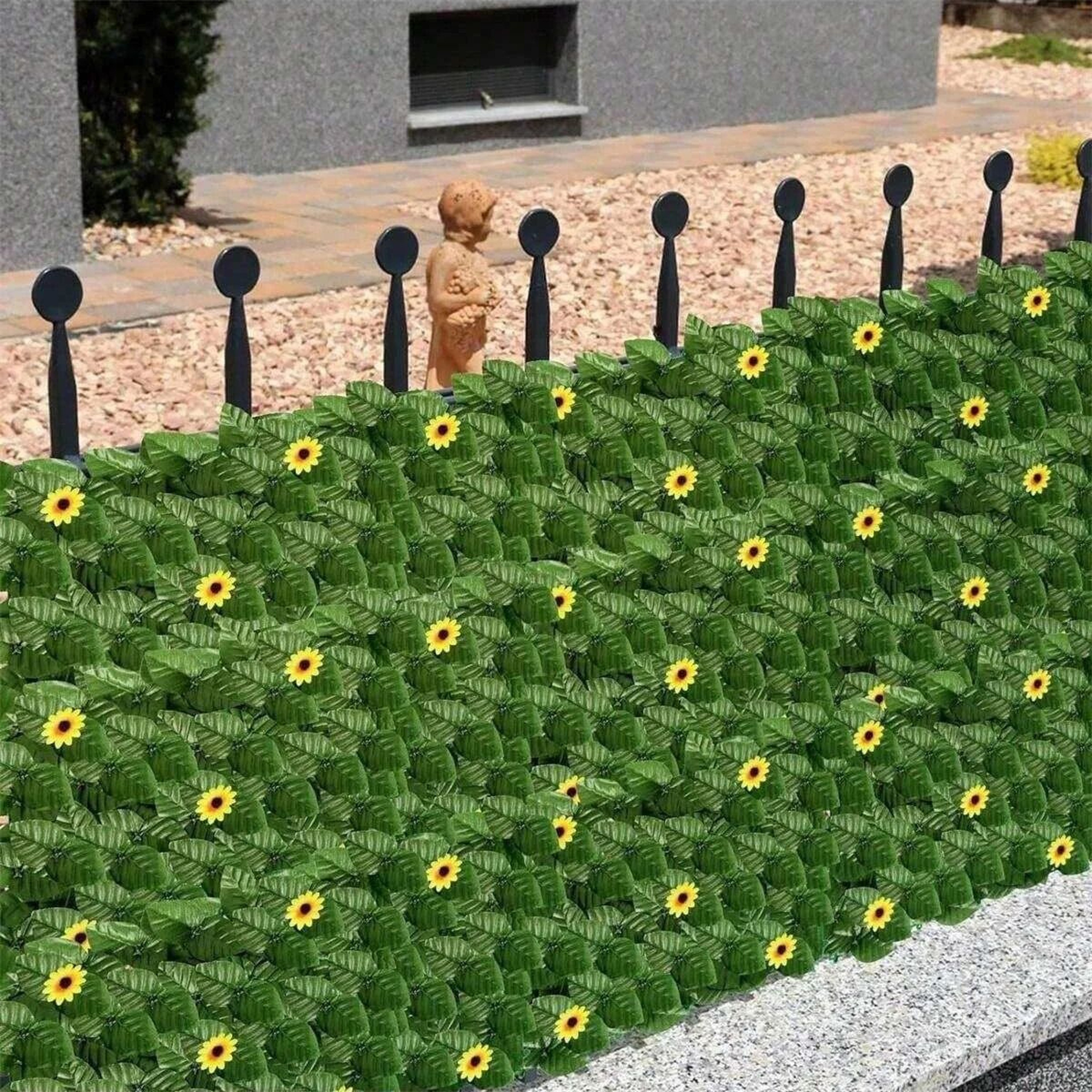 Artificial Ivy Privacy Fence With Sunflowers Outdoor Wall Decor Panel 8