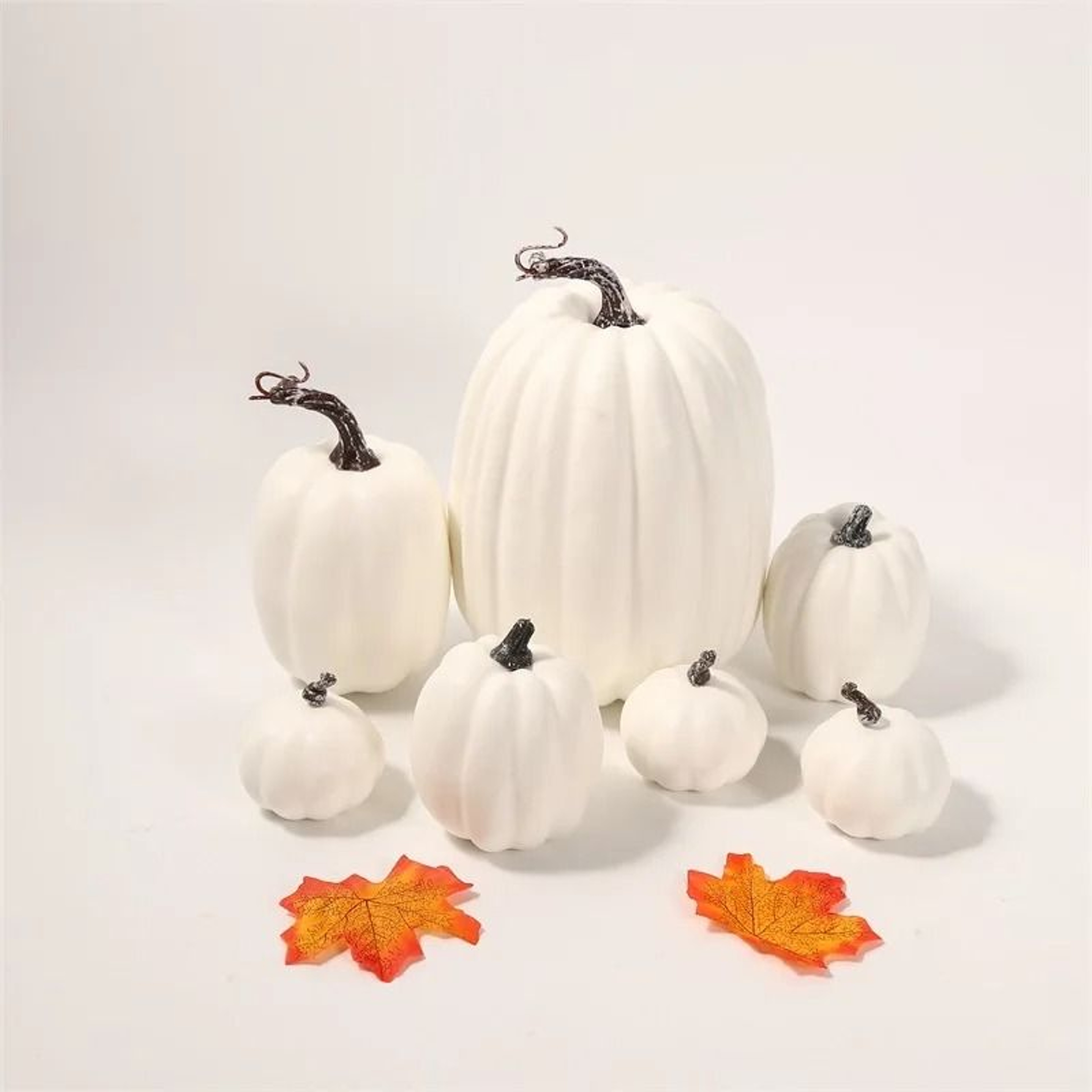 Artificial Pumpkin Set 7PCS Fake Pumpkins For Halloween Autumn Harvest Decor 8