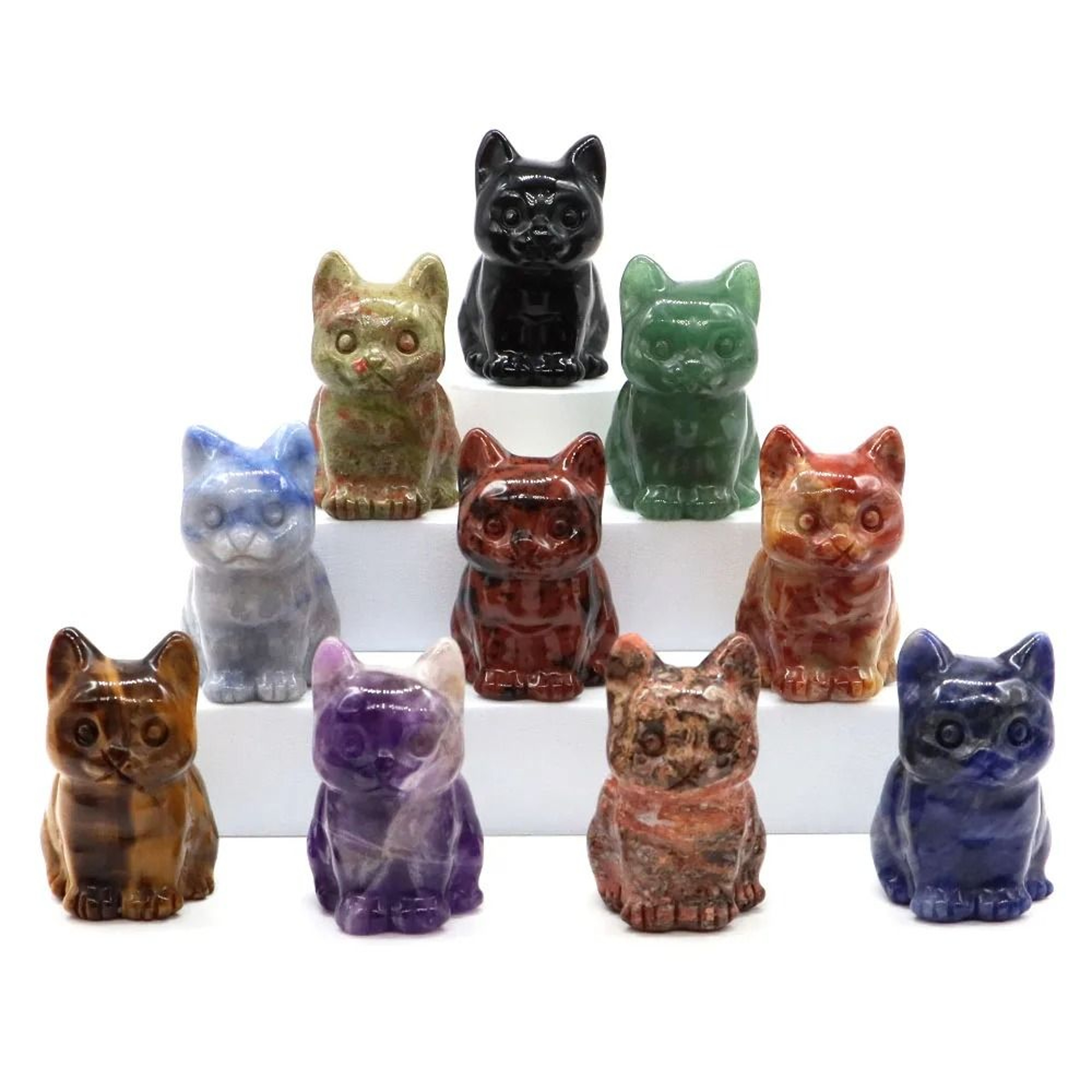 Natural Amethyst Crystal Cat Figurine Hand Carved Healing Stone Decor 18