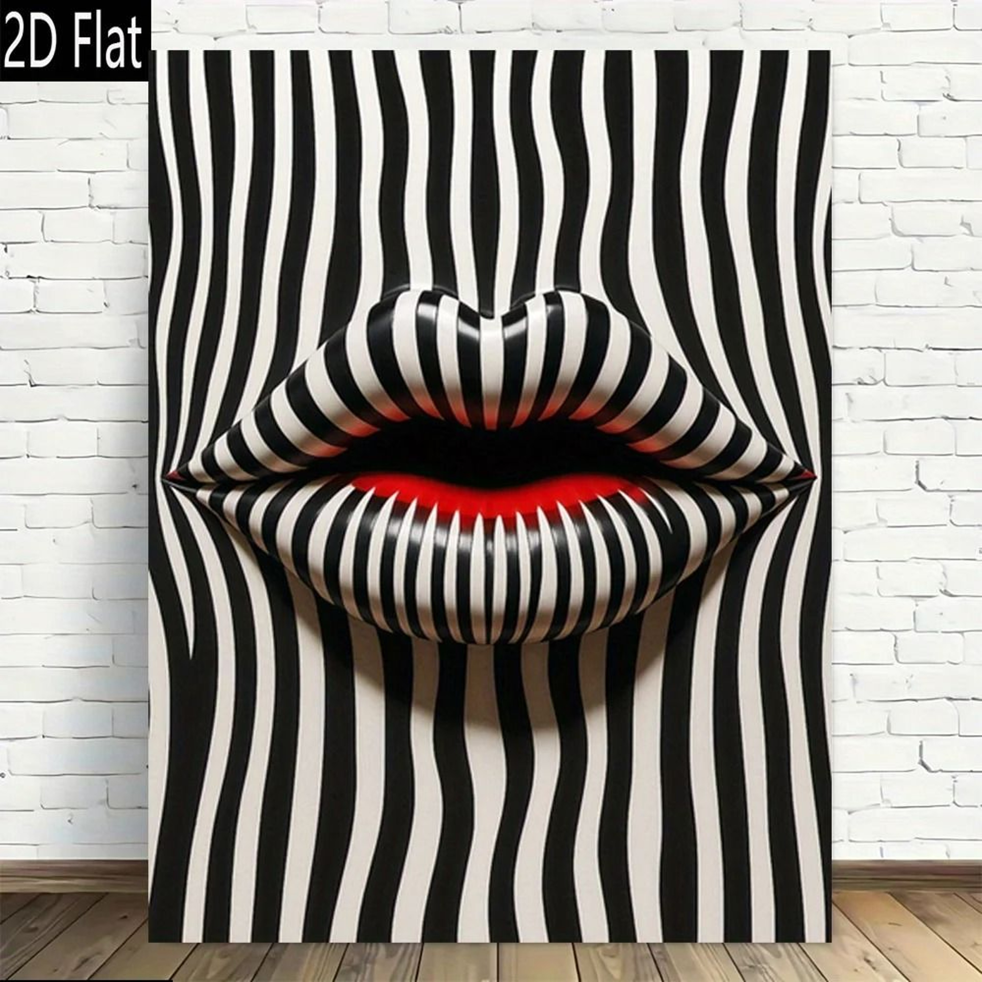 Abstract Lip Wall Art Black And White Canvas Print Modern Retro Decor 4