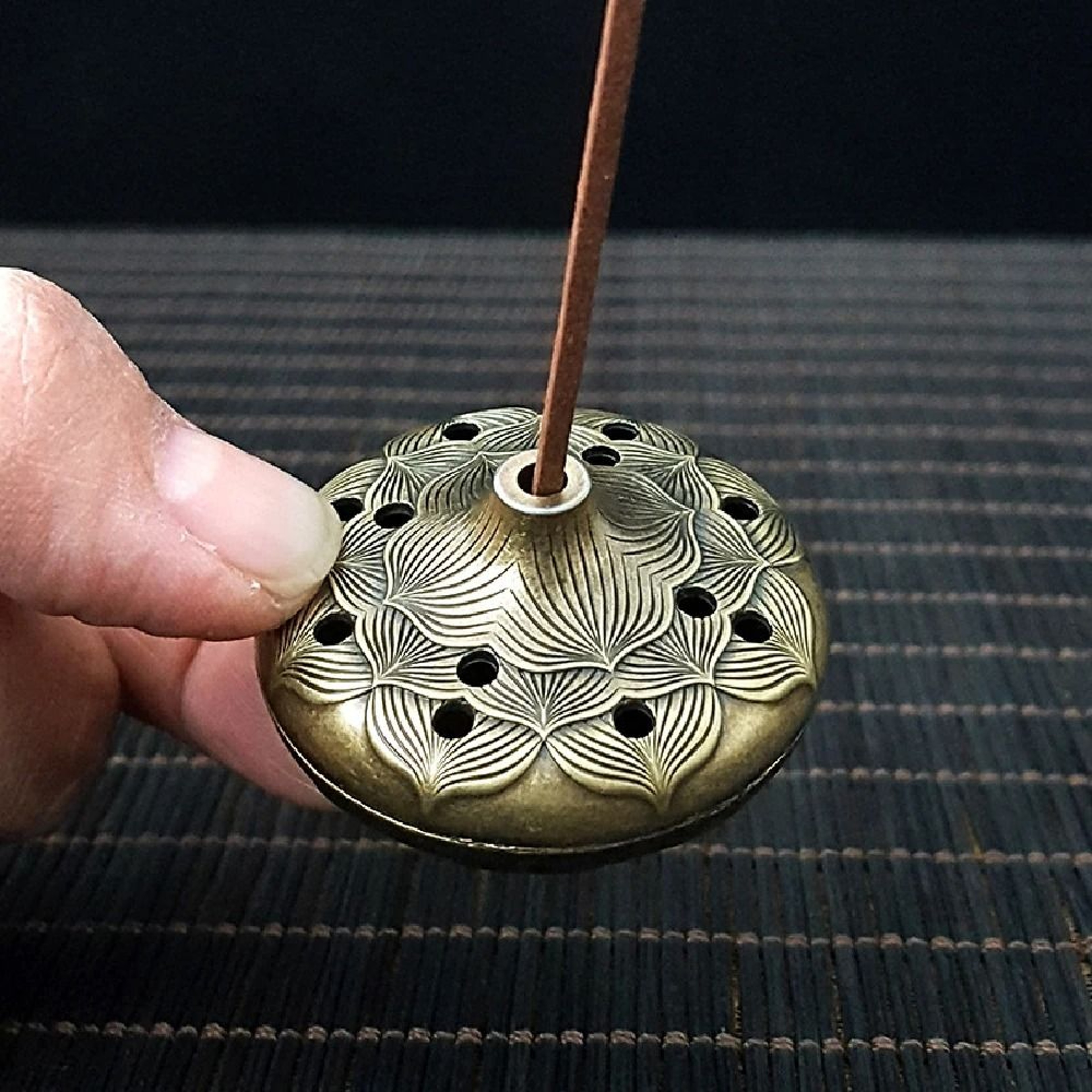 Antique Brass Incense Burner Mini Chinese Dragon Phoenix Holder 5