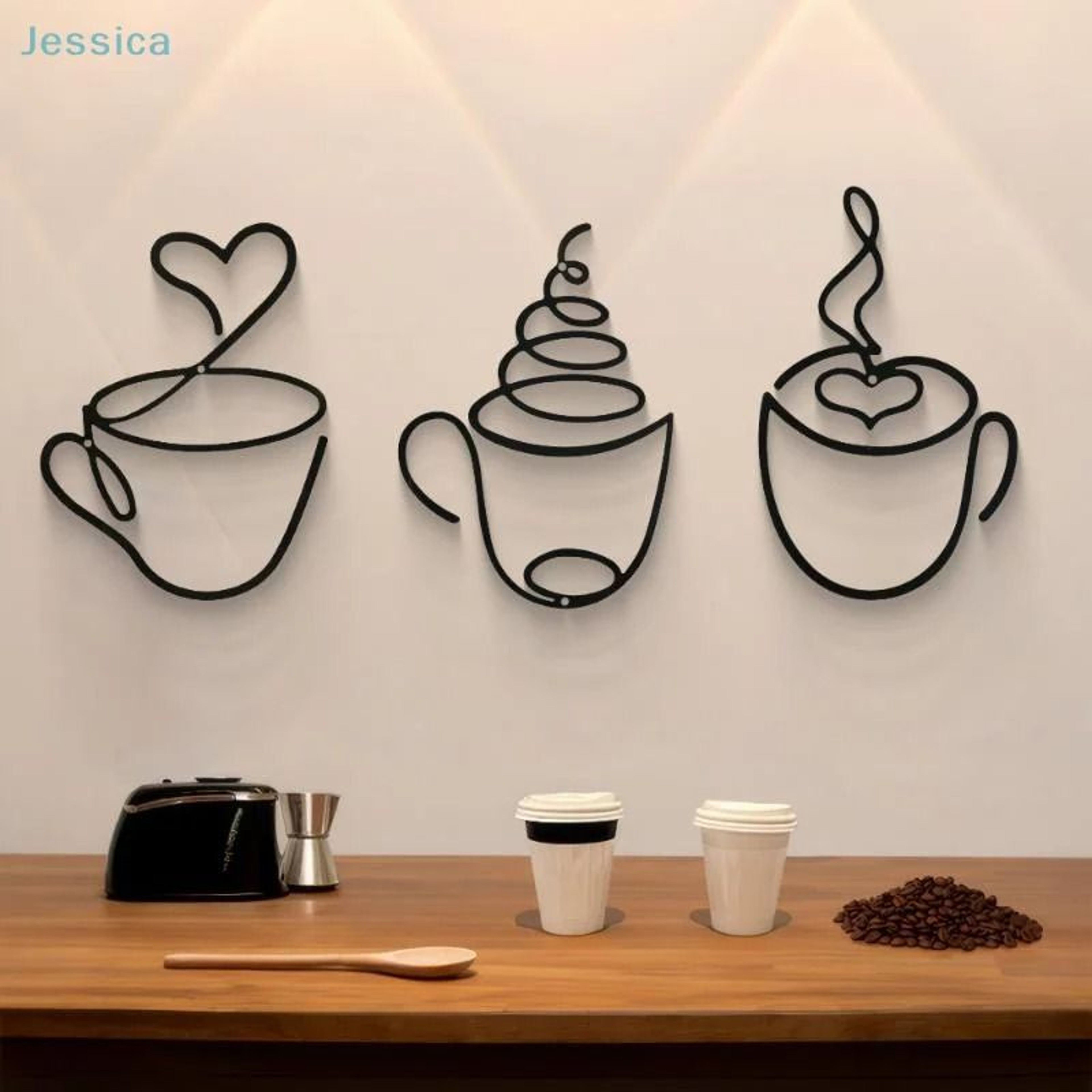 Black Metal Coffee Wall Art Decor For Kitchen And Coffee Bar 8