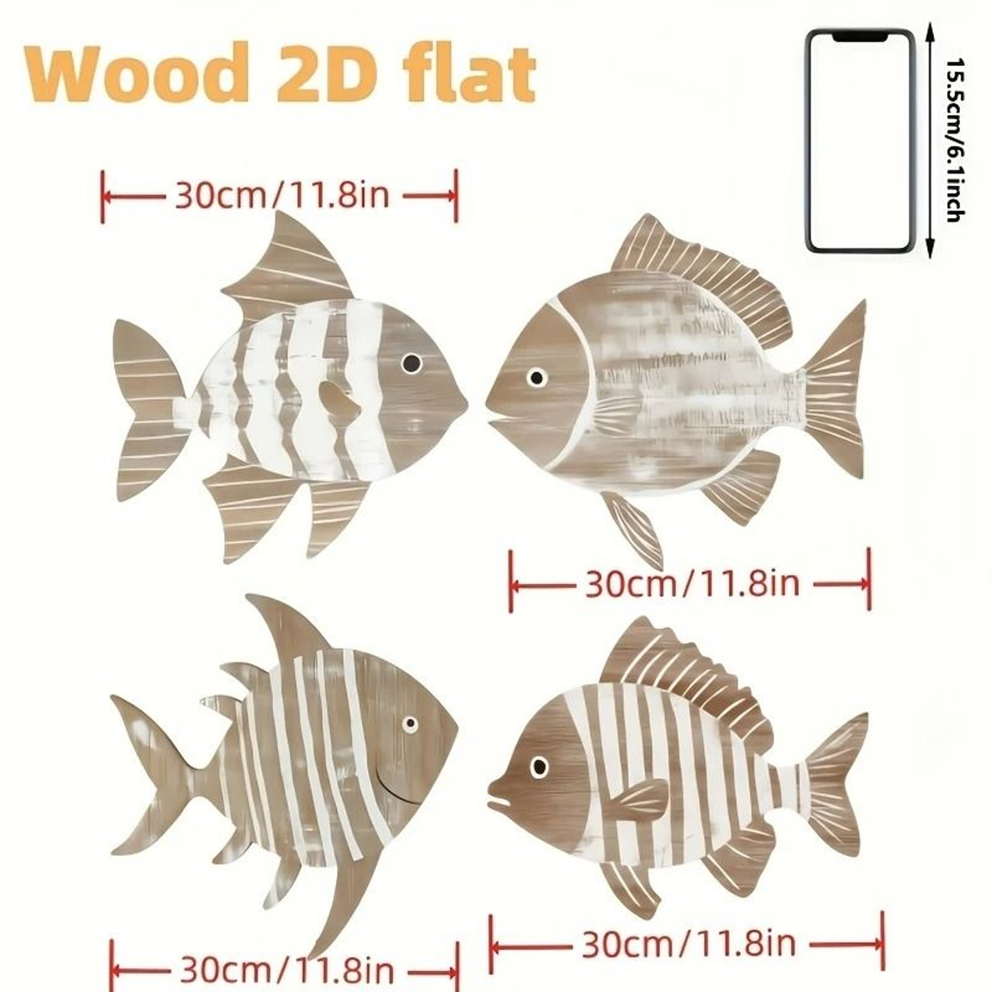 Colorful Tropical Fish Wooden Wall Art Nautical Coastal Decor Set 6