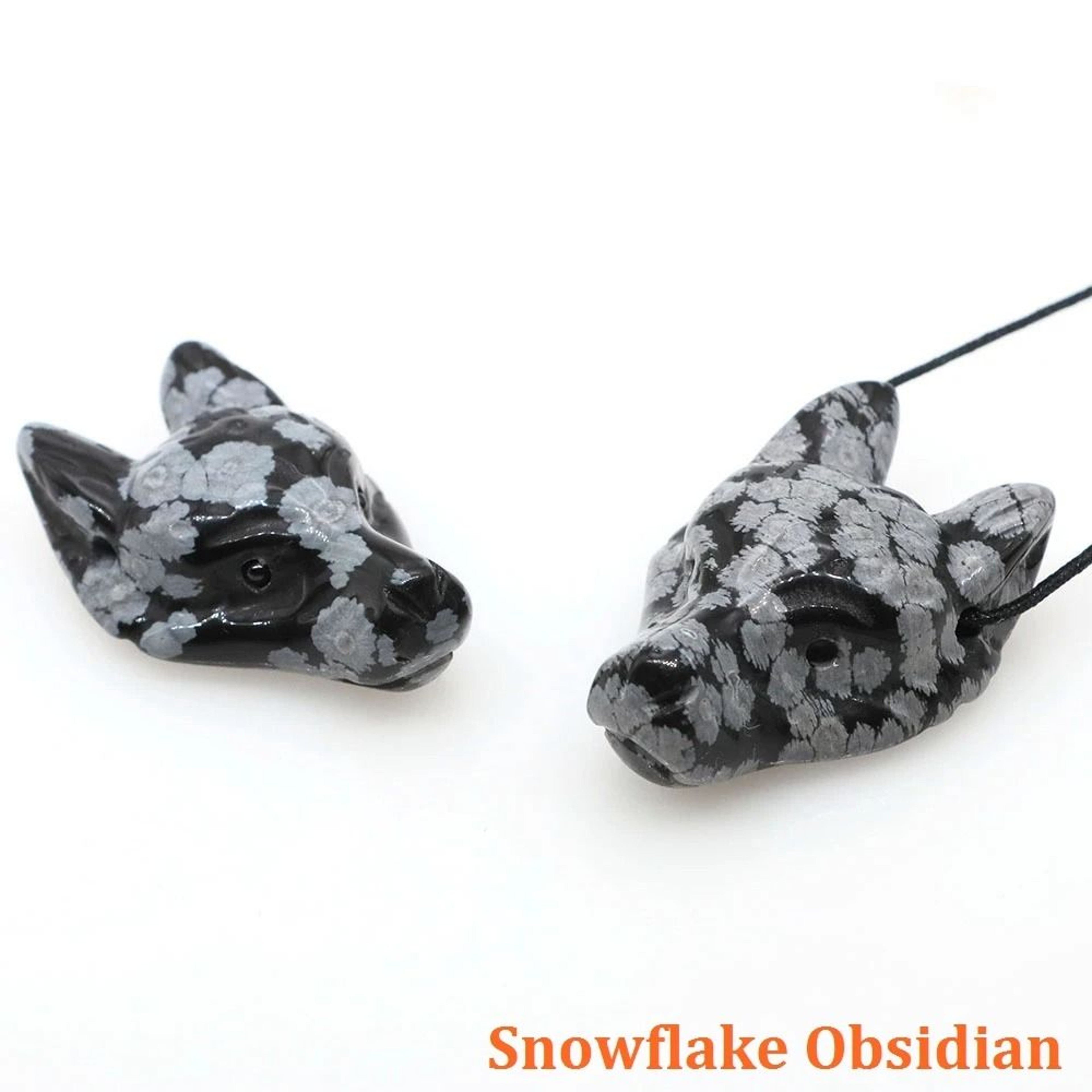 Hand Carved Wolf Head Crystal Pendant Natural Stone Healing Necklace 10