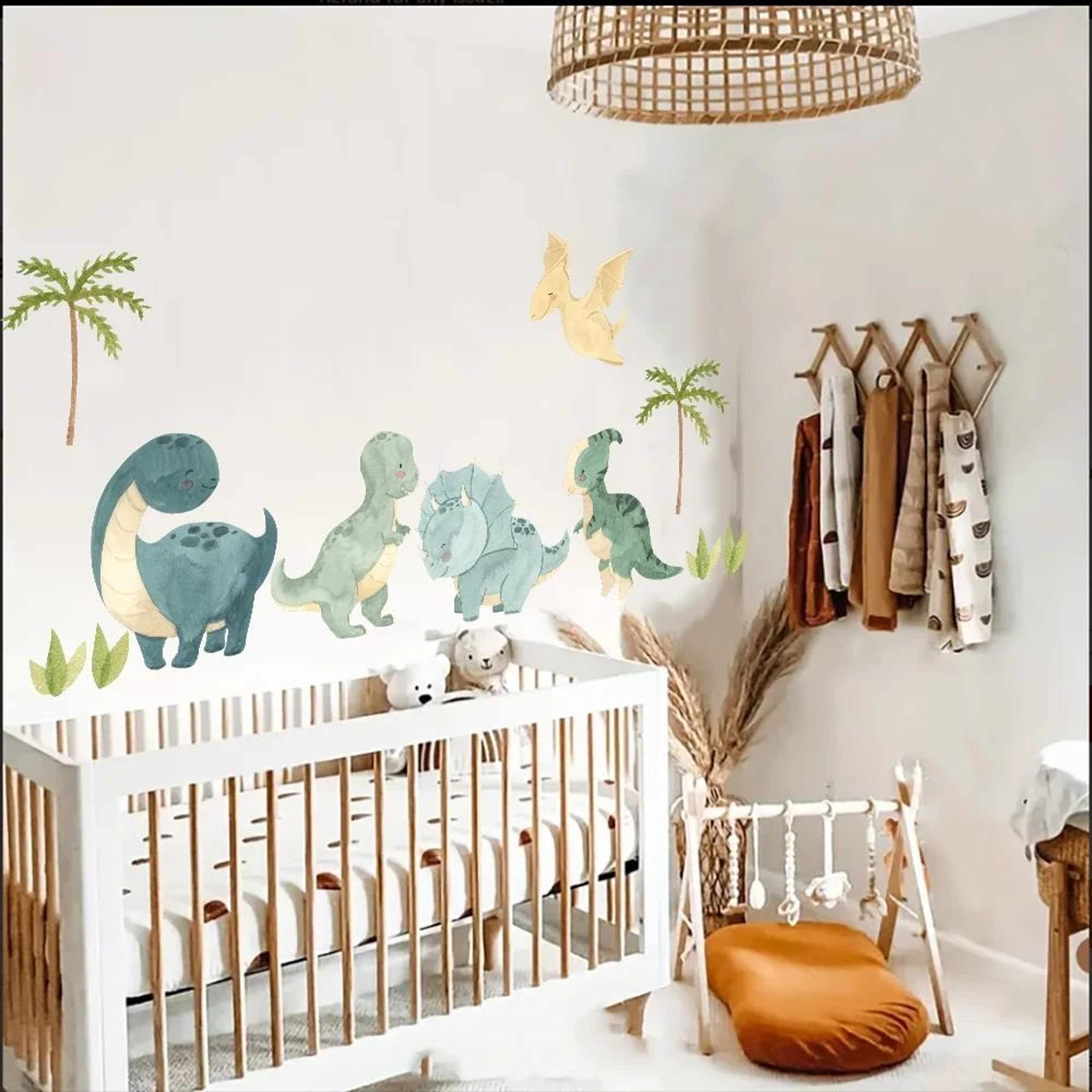 Watercolor Dinosaur Wall Stickers Jungle Nursery Kids Room Decor 4