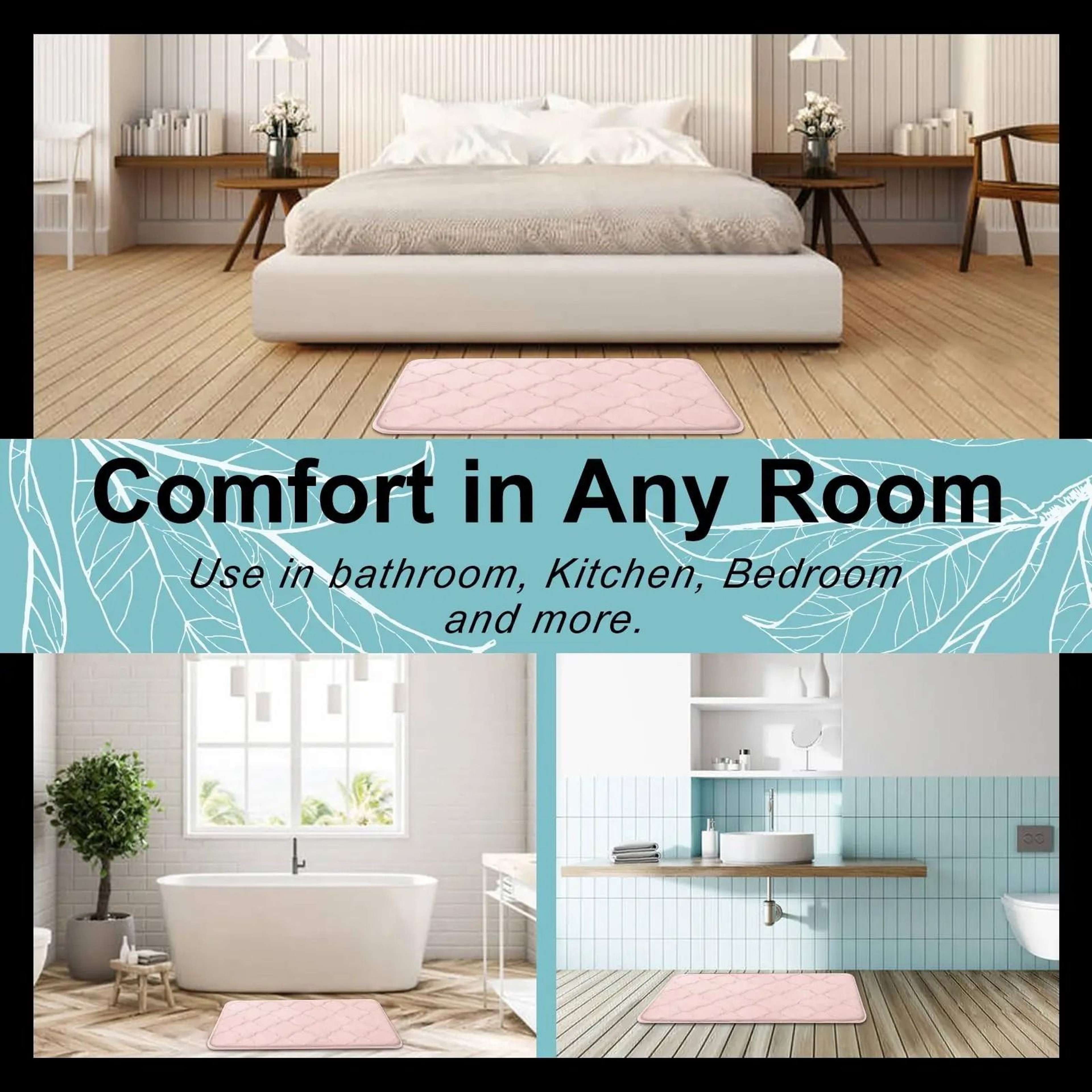 Luxury Memory Foam Bath Mat Non Slip Soft Absorbent Bathroom Carpet 22