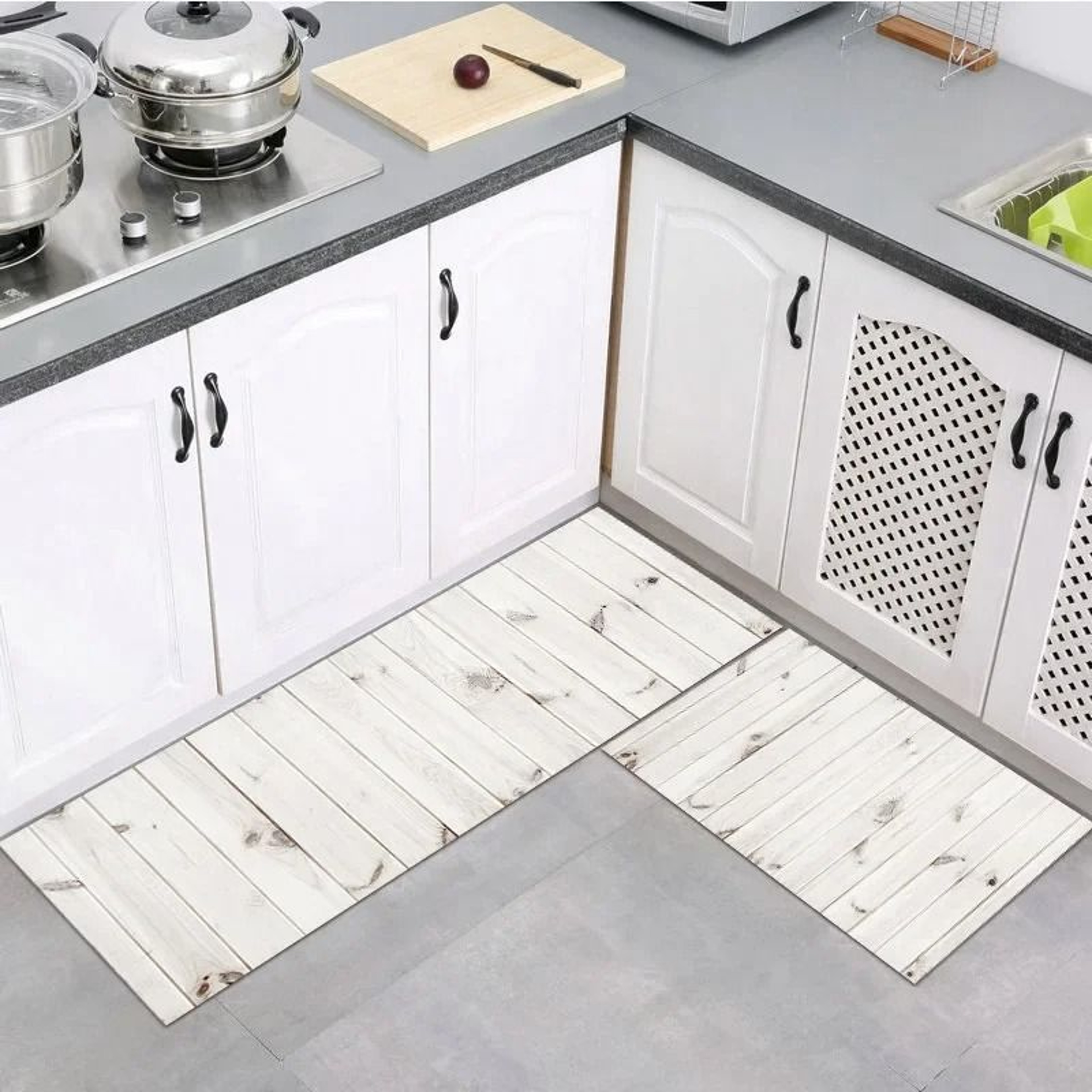 Modern Wood Grain Floor Mat Non Slip Kitchen Bathroom Entrance Rug 7