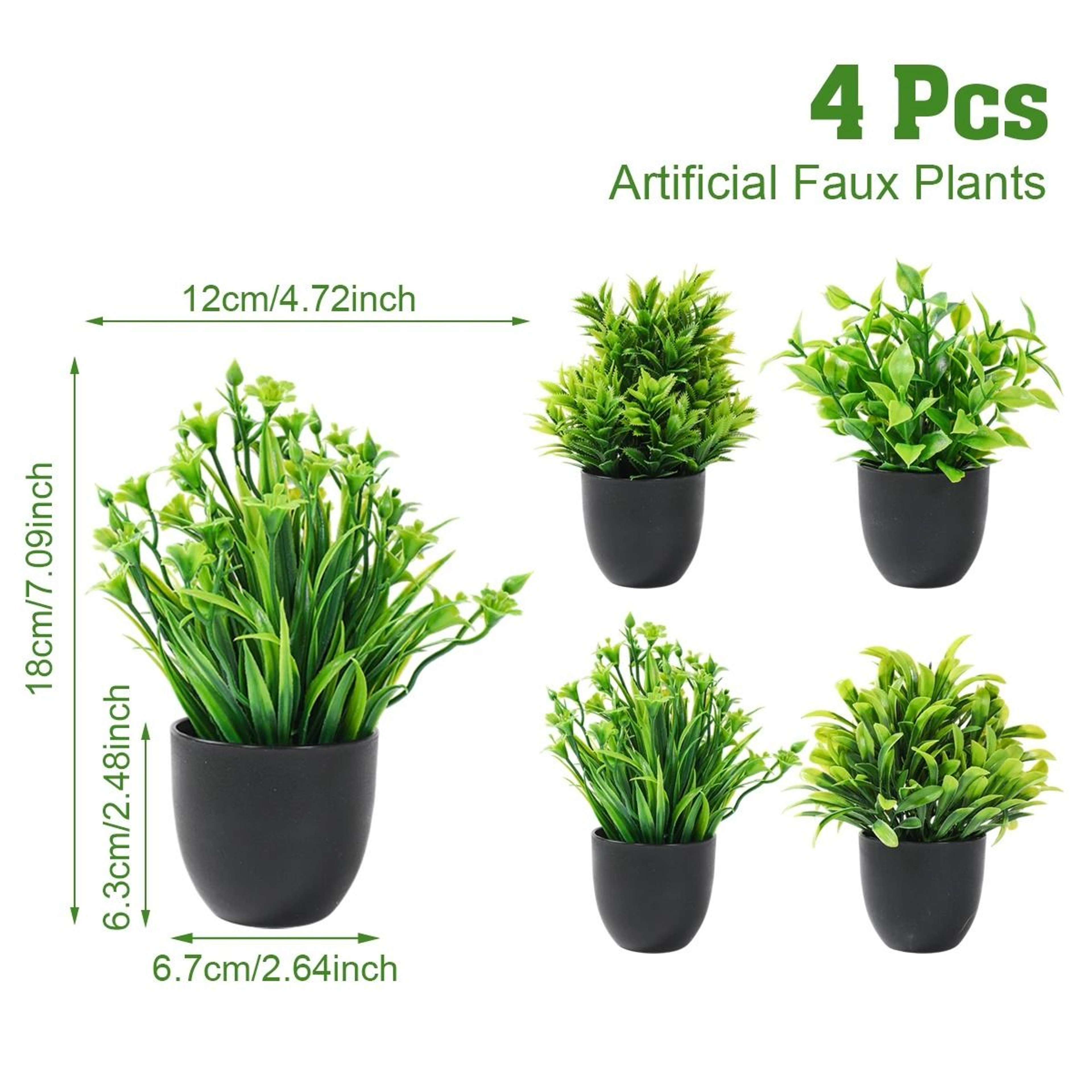 Artificial Bonsai Plant Set Small Potted Greenery For Tabletop Decor 3