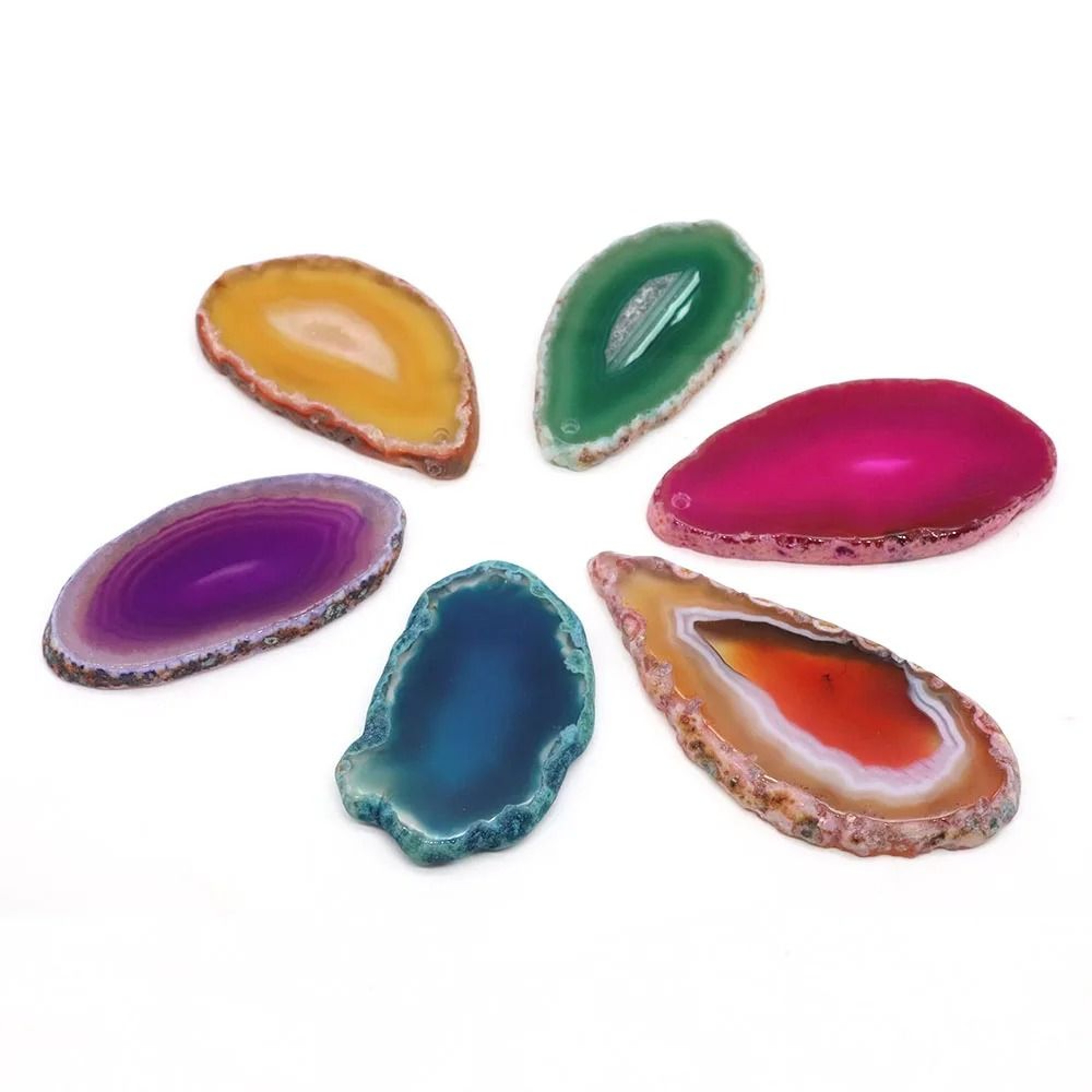 Natural Agate Geode Slice Pendant Crystal Decor For Jewelry And Home 14