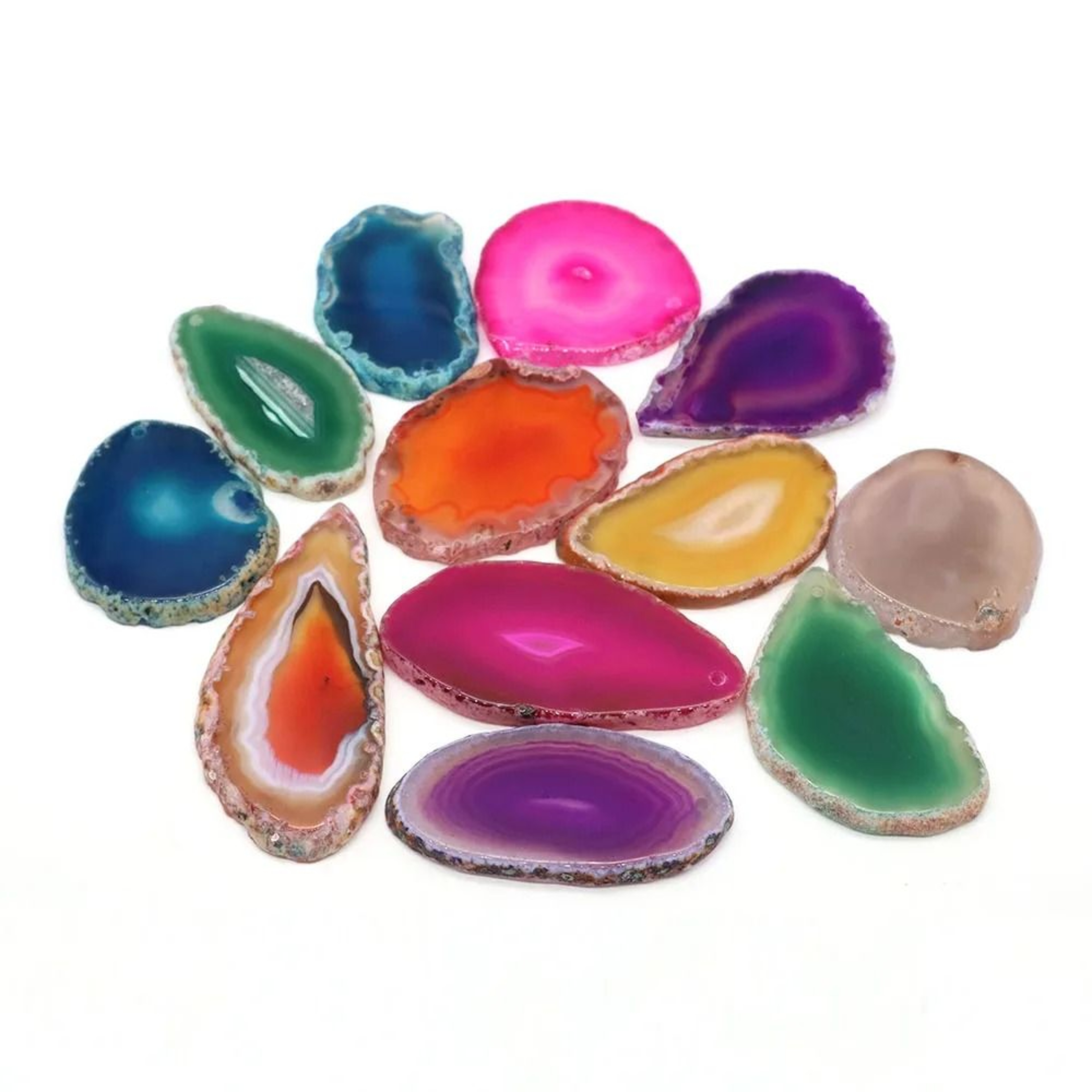 Natural Agate Geode Slice Pendant Crystal Decor For Jewelry And Home 8