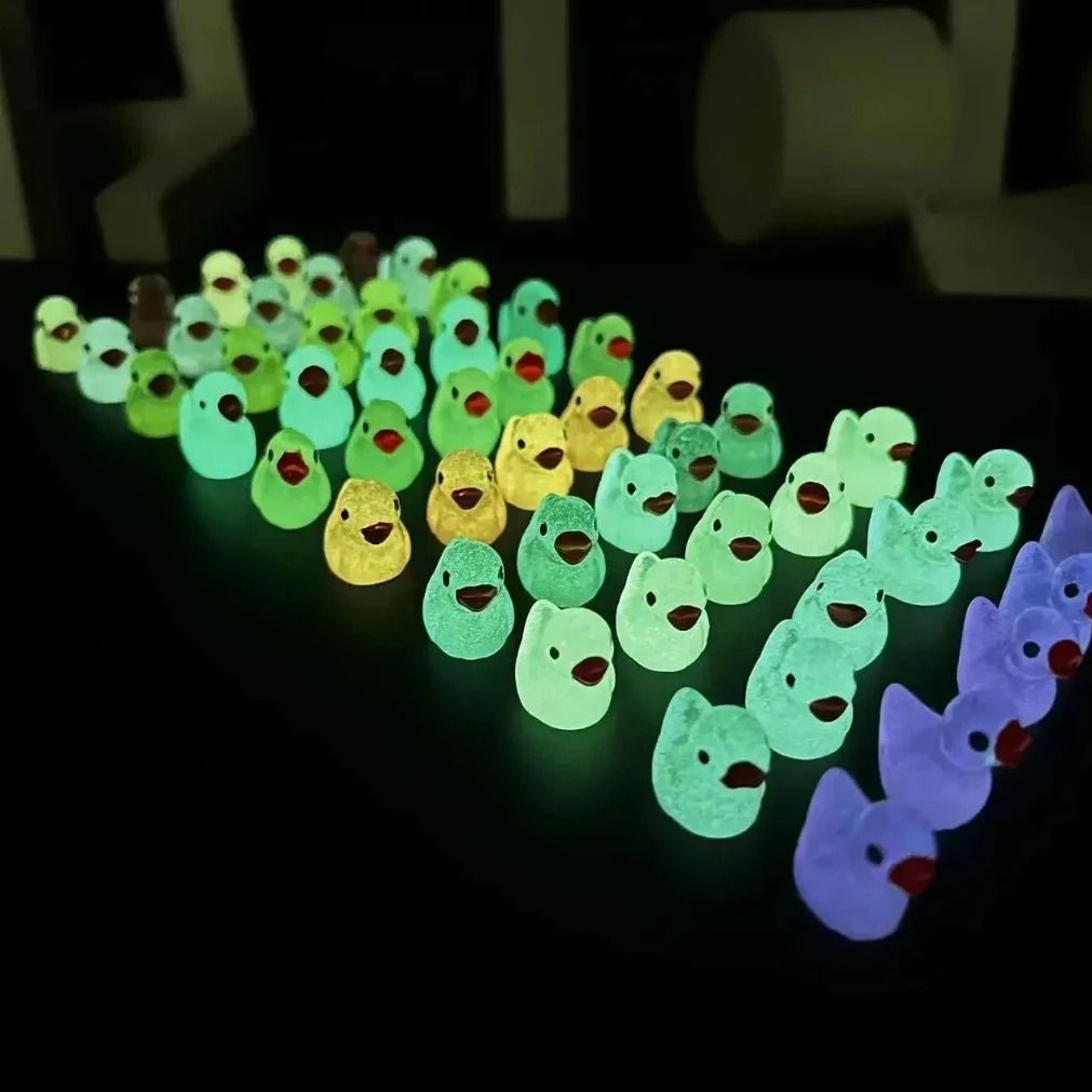 Glow In The Dark Mini Resin Ducks Fairy Garden Accessories Set 5