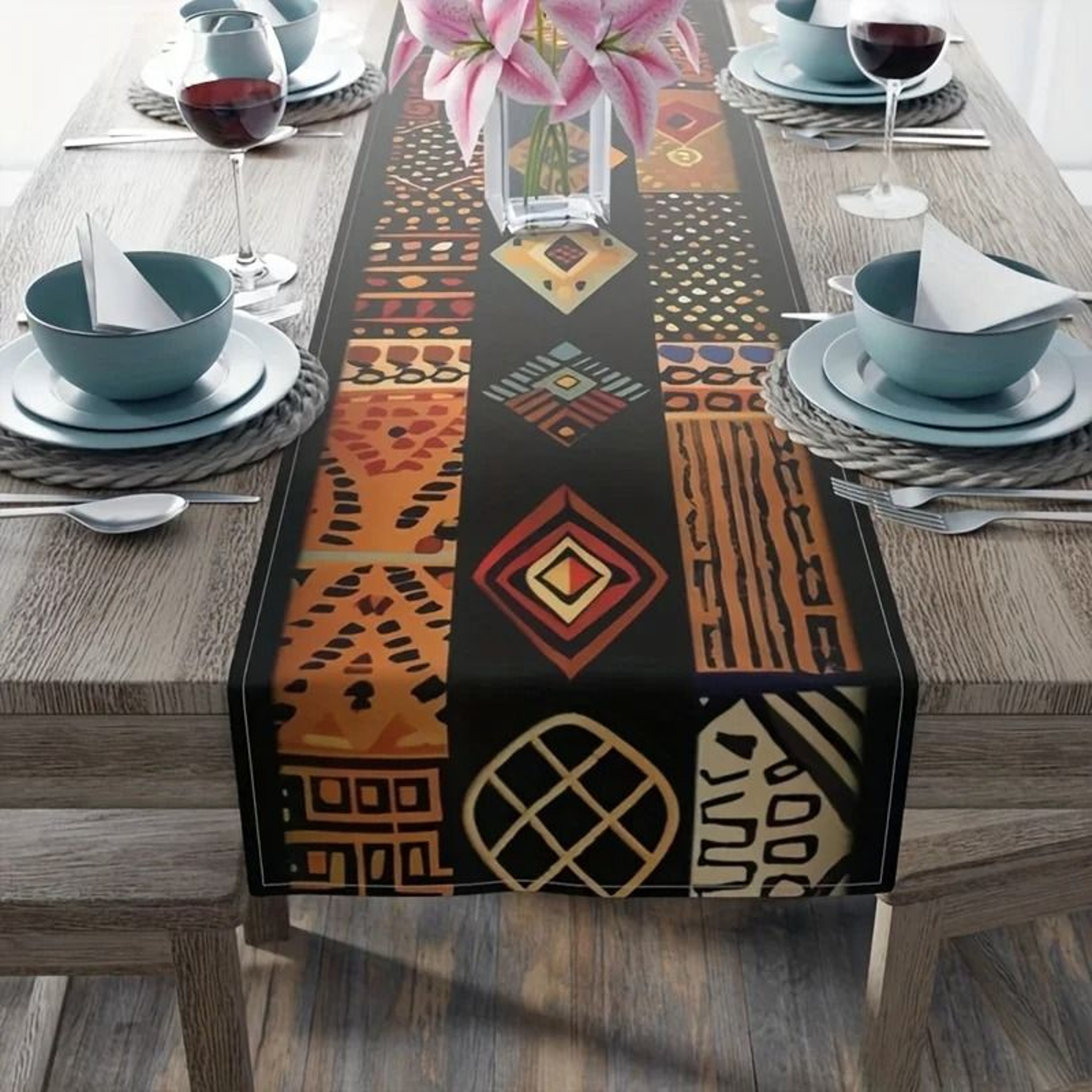 African Tribal Pattern Table Runner Boho Decorative Dining Table Decor 7