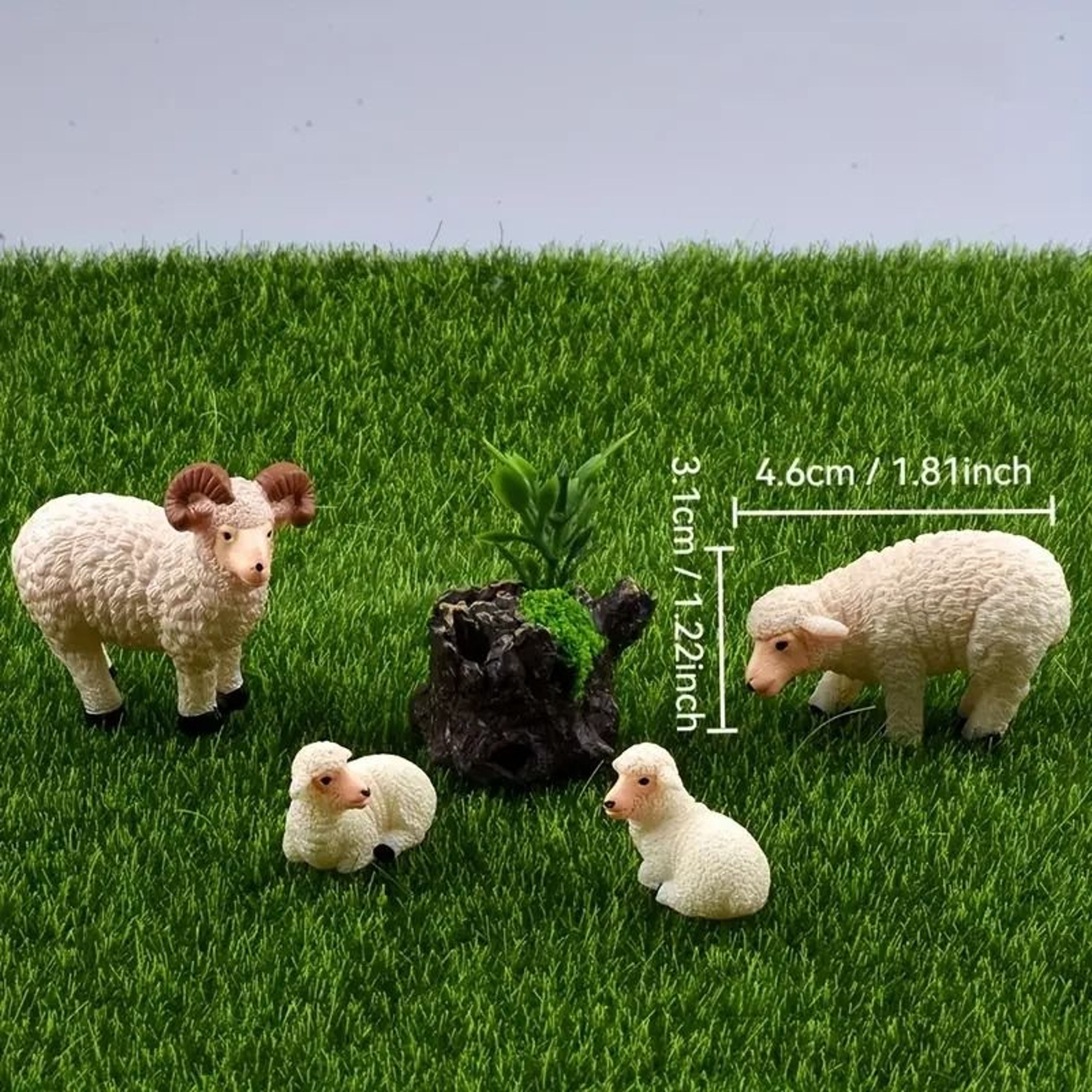 Mini Resin Sheep Family Figurine Set Micro Landscape Garden Decor 1