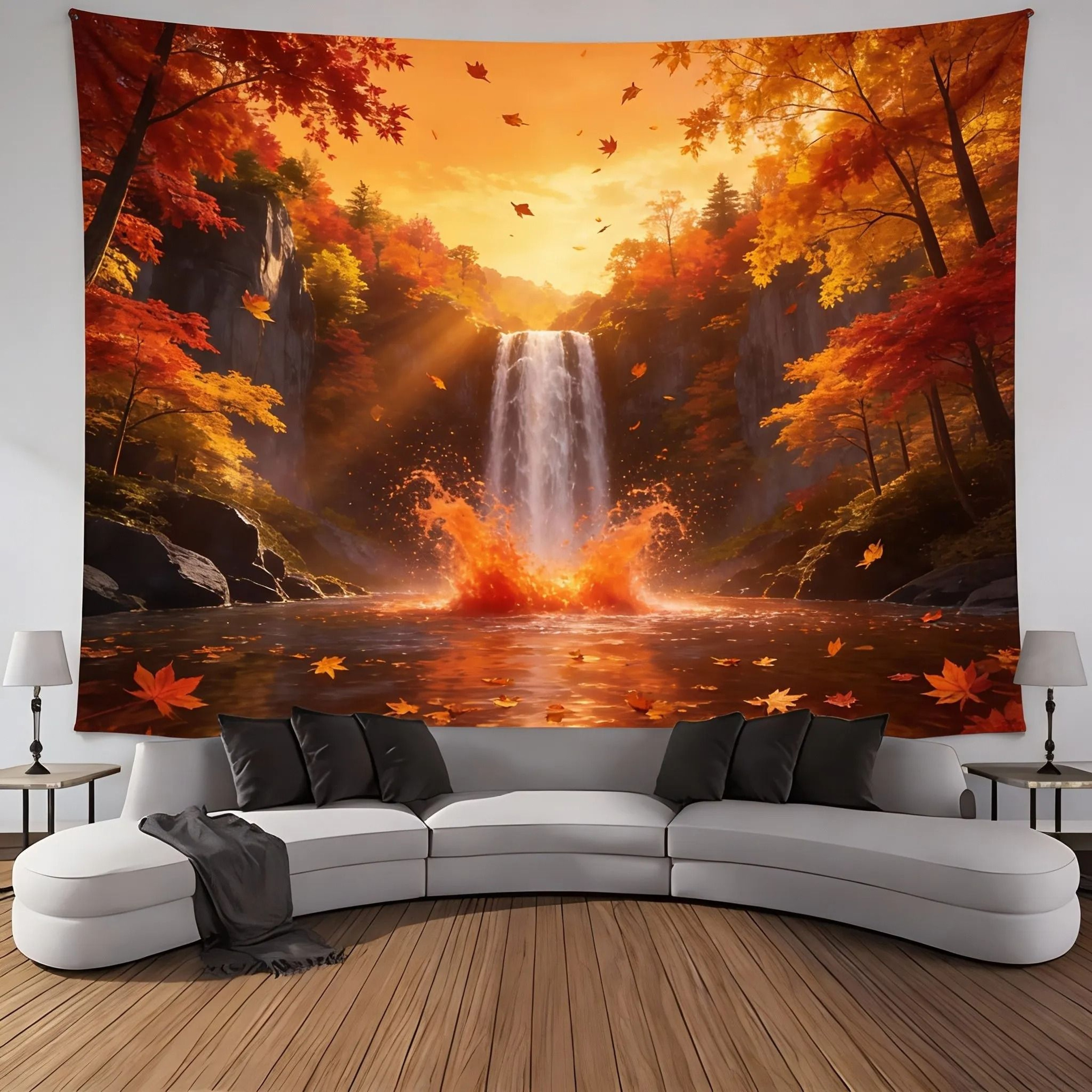 Waterfall Canyon Wall Tapestry Large Landscape Wall Hanging Decor 6