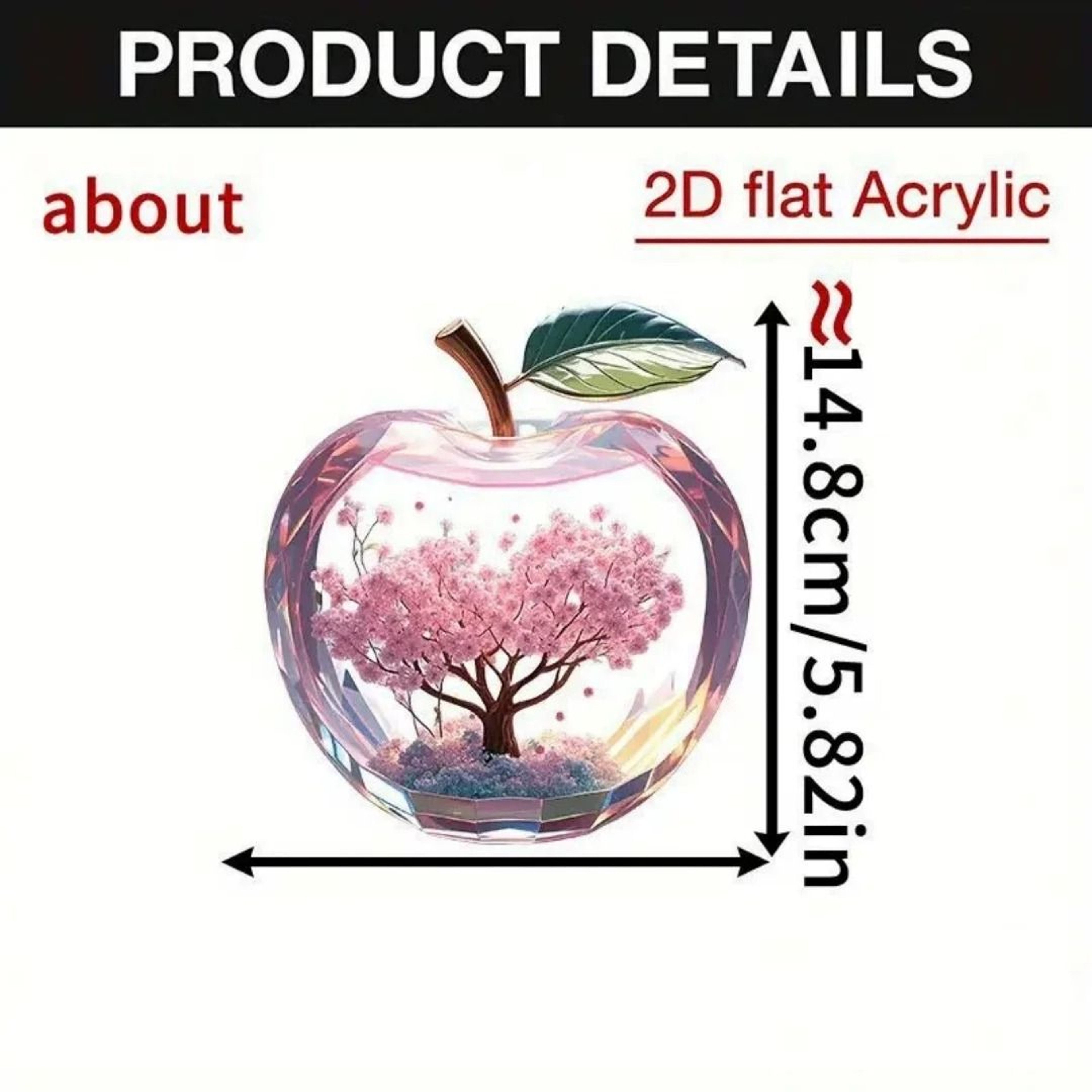 Cherry Blossom Acrylic Desk Ornament Apple Shape Decorative Tabletop Art 1