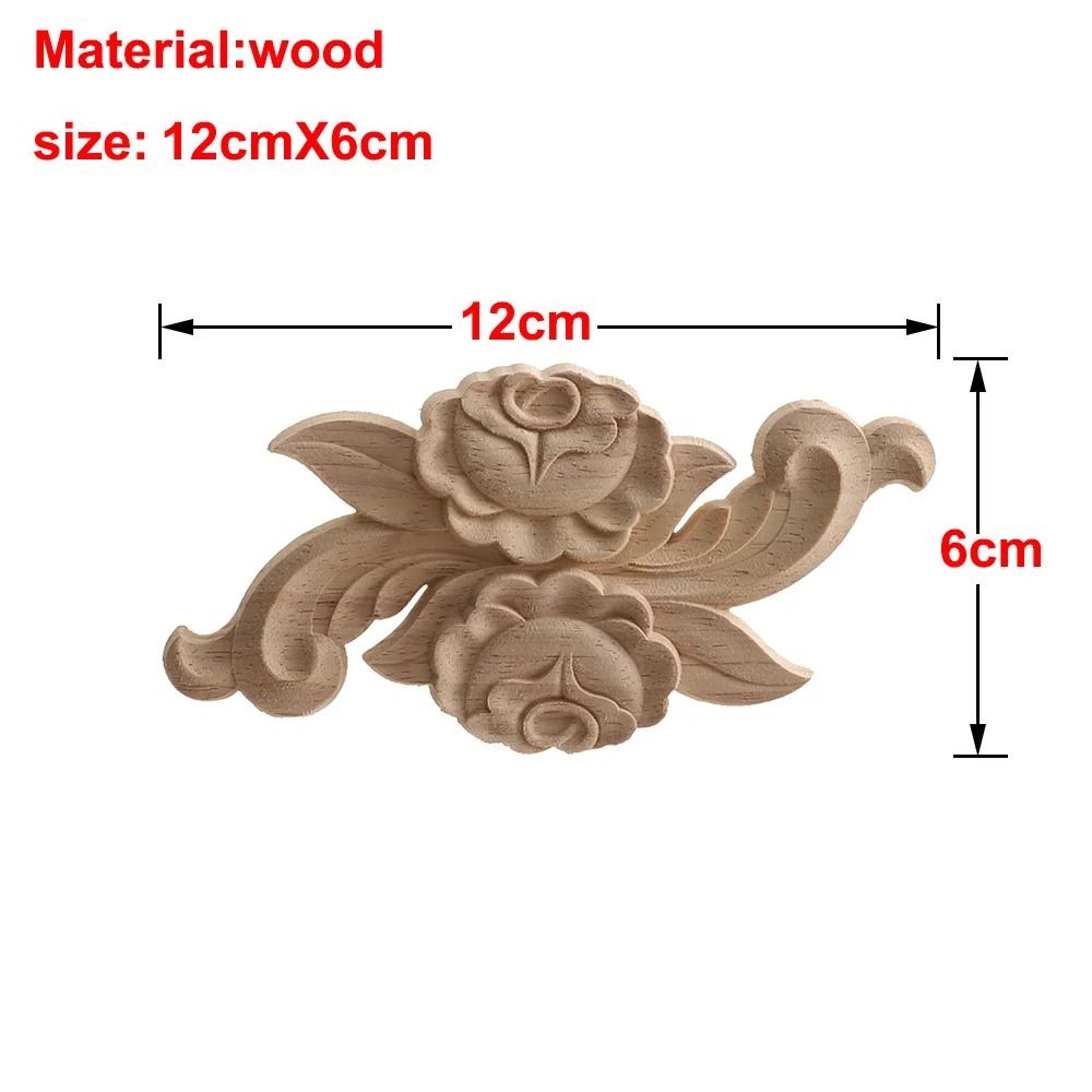 Carved Wooden Rose Applique Decorative Furniture Trim Accent 7