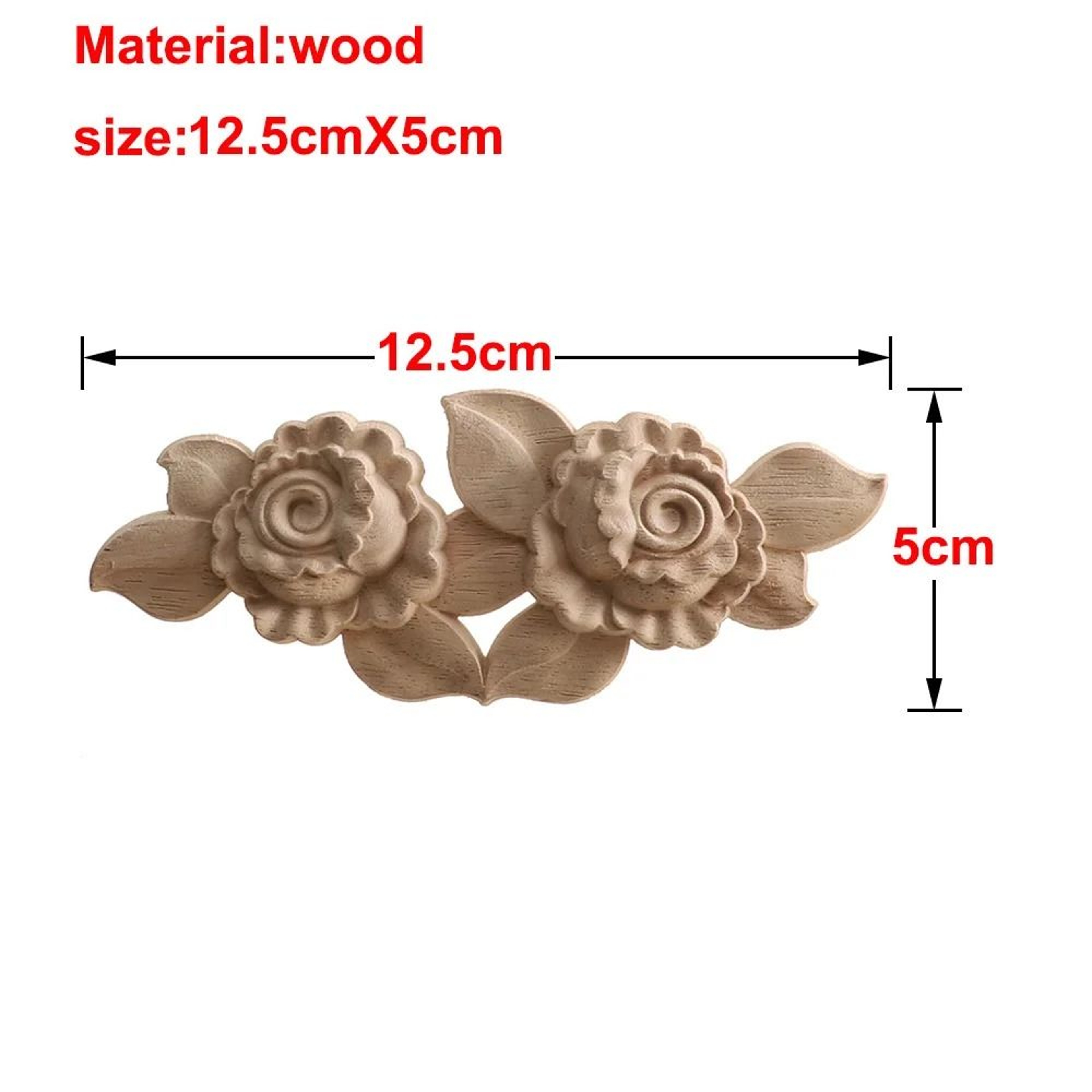 Carved Wooden Rose Applique Decorative Furniture Trim Accent 8