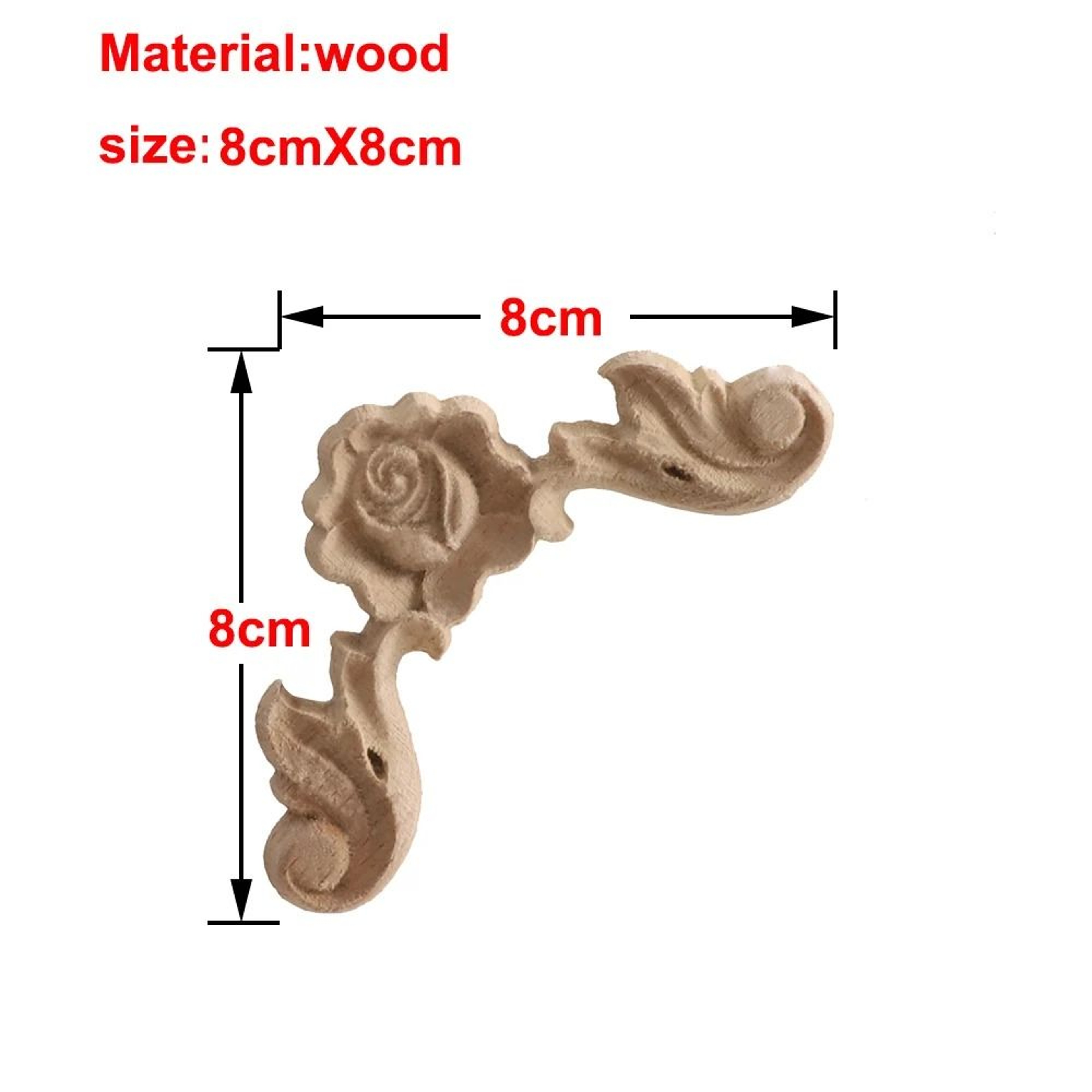 Carved Wooden Rose Applique Decorative Furniture Trim Accent 25