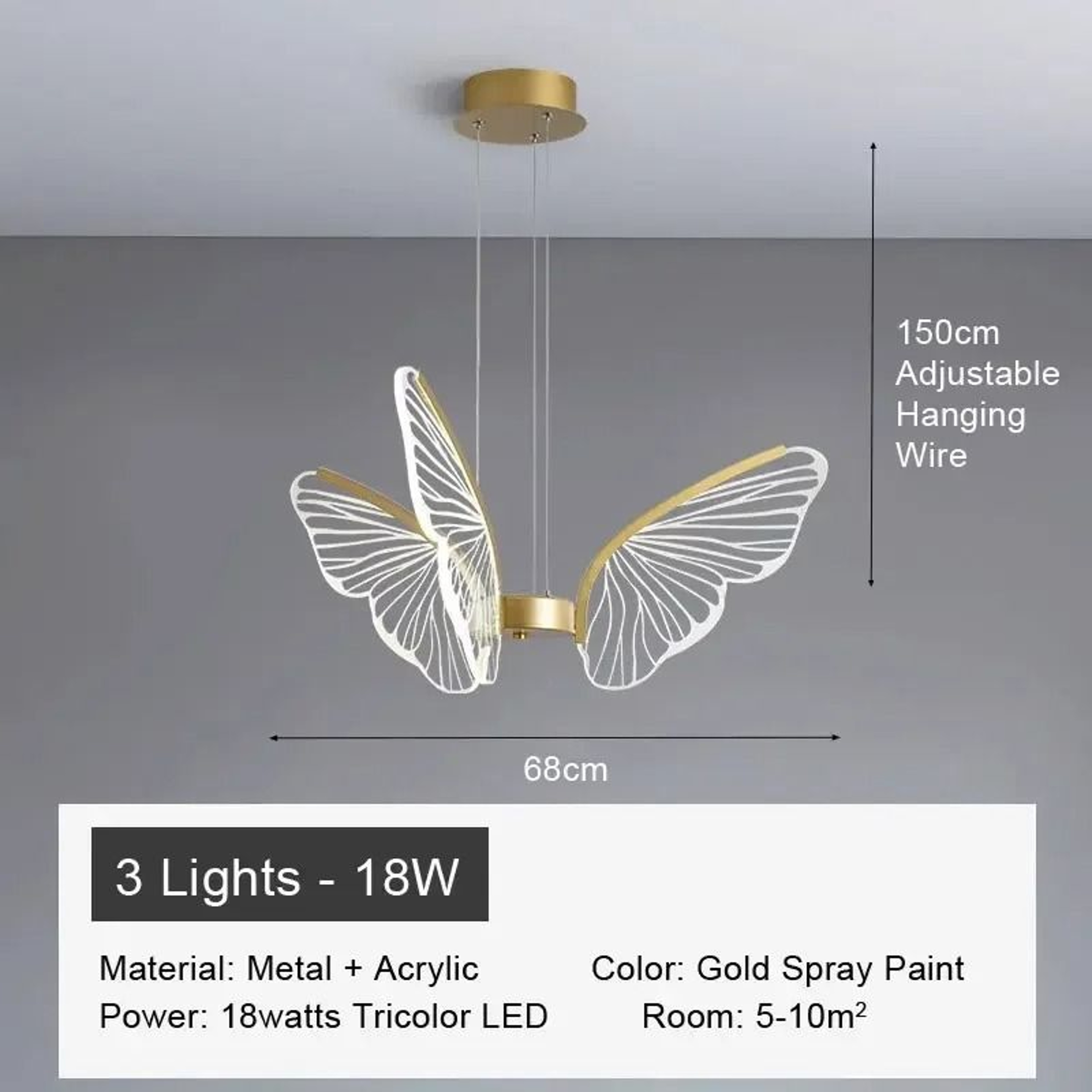 Butterfly Acrylic Chandelier Modern Minimalist LED Hanging Light 2