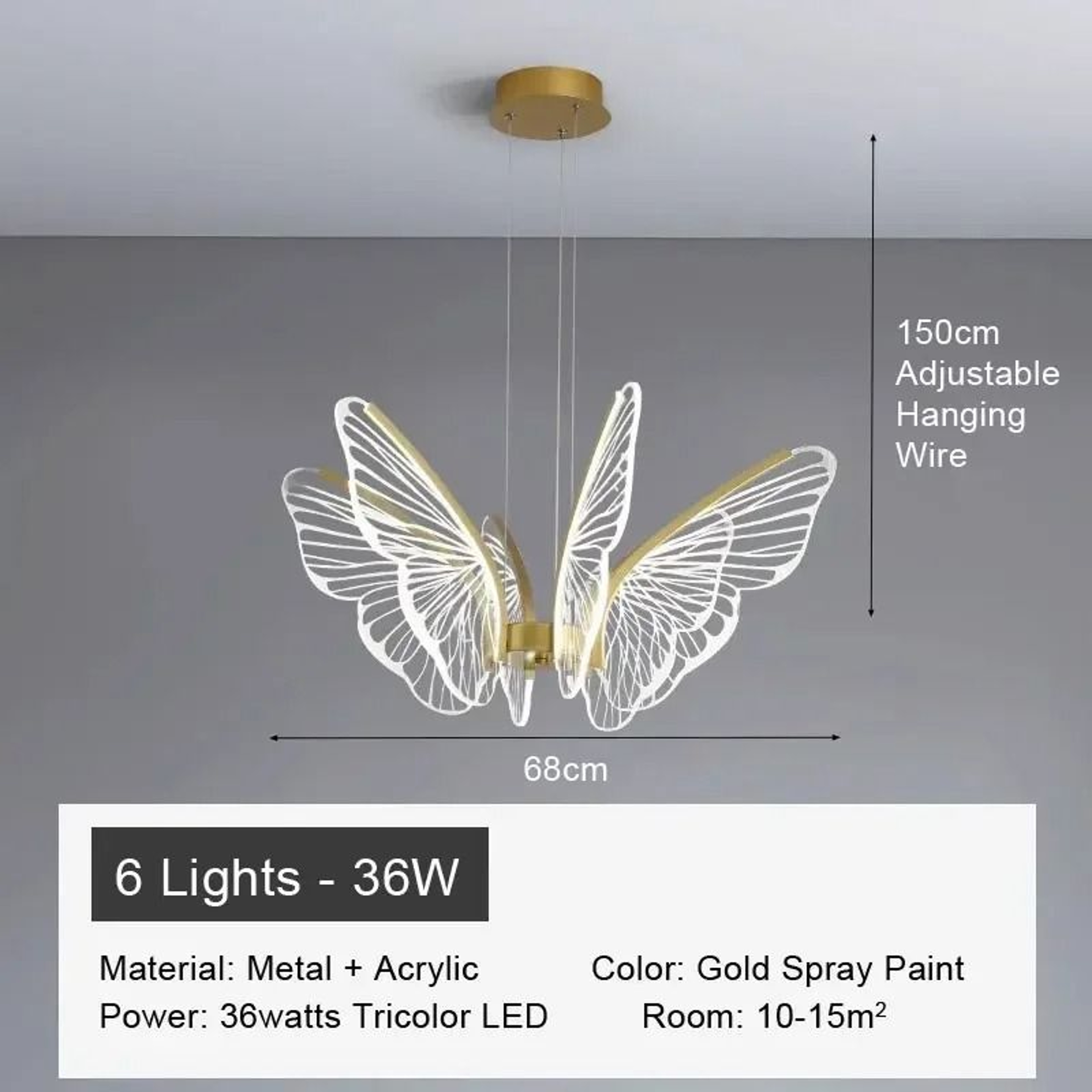Butterfly Acrylic Chandelier Modern Minimalist LED Hanging Light 3