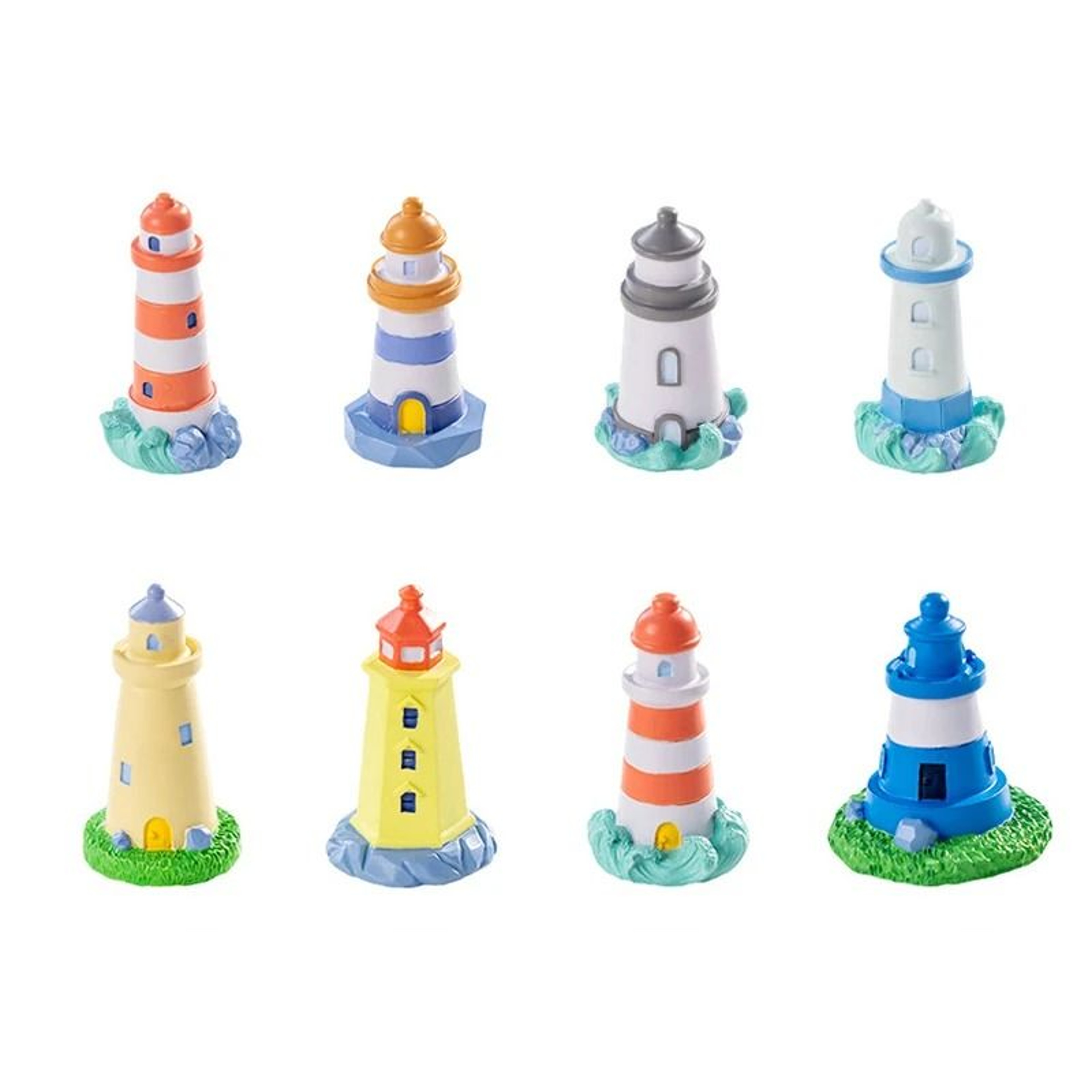 Mini Ocean Lighthouse Figurine Resin Landscape Decor Ornament 0