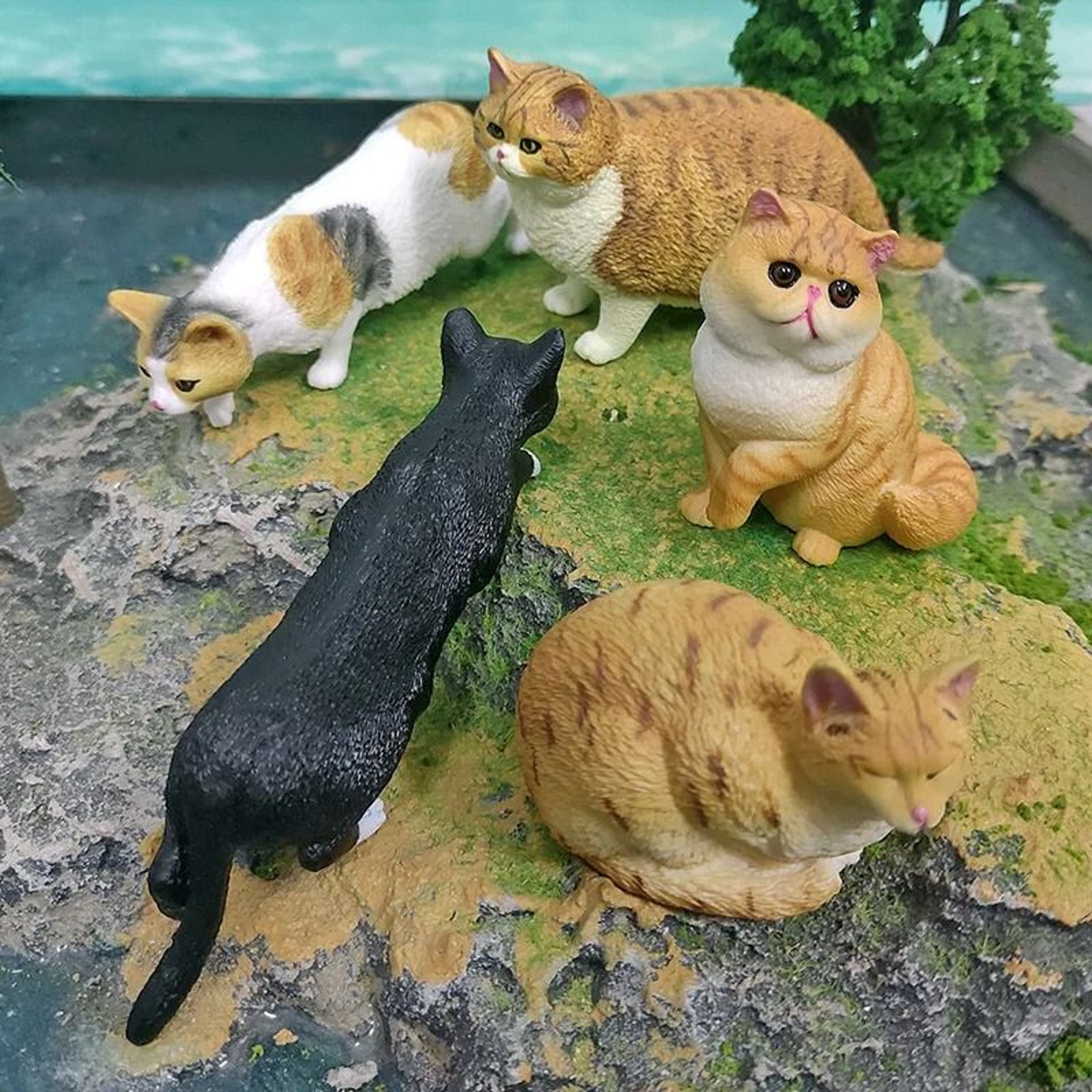 Cute Orange Cat Figurine Mini Animal Desk Decoration Ornament 18